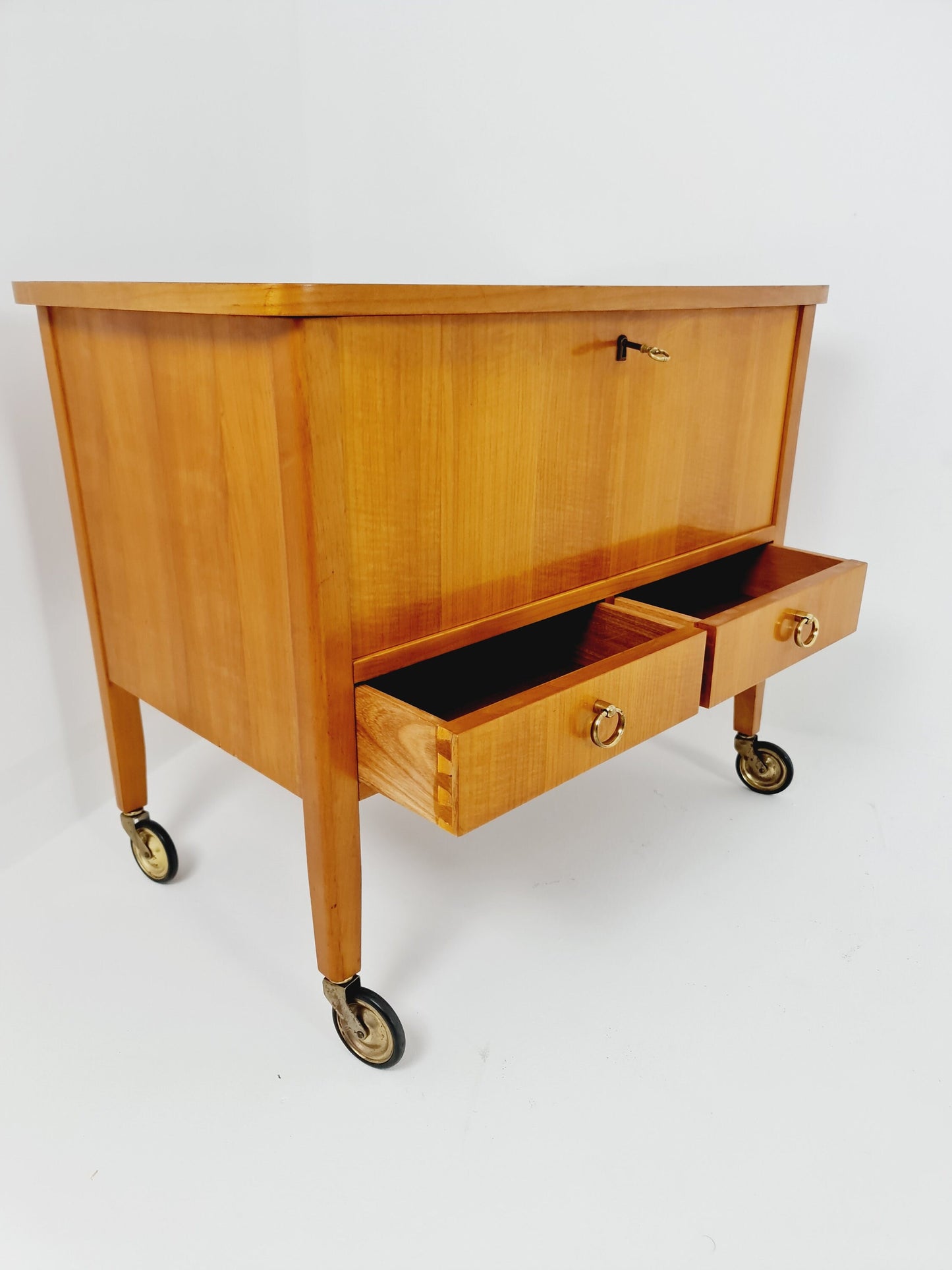 Mid Century Modern German oak vanity table/ make up table from the 60s