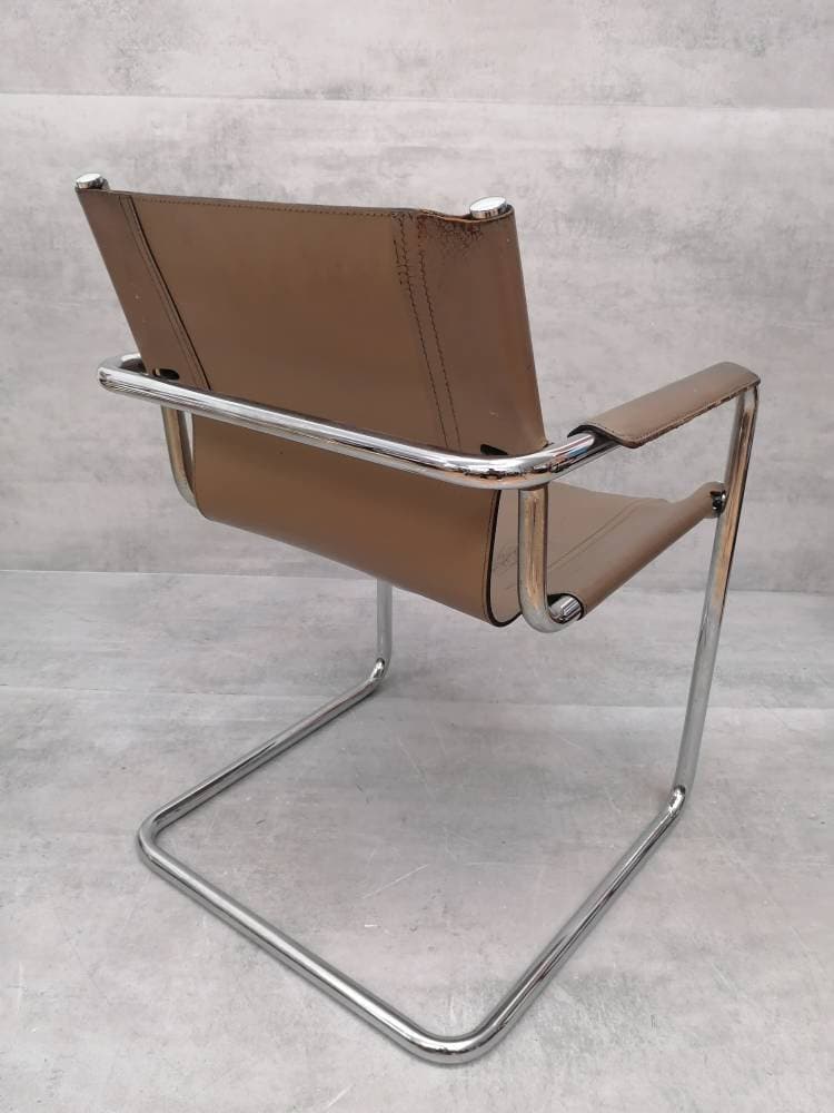 Matteo Grassi visitor chair in cream leather 1970s