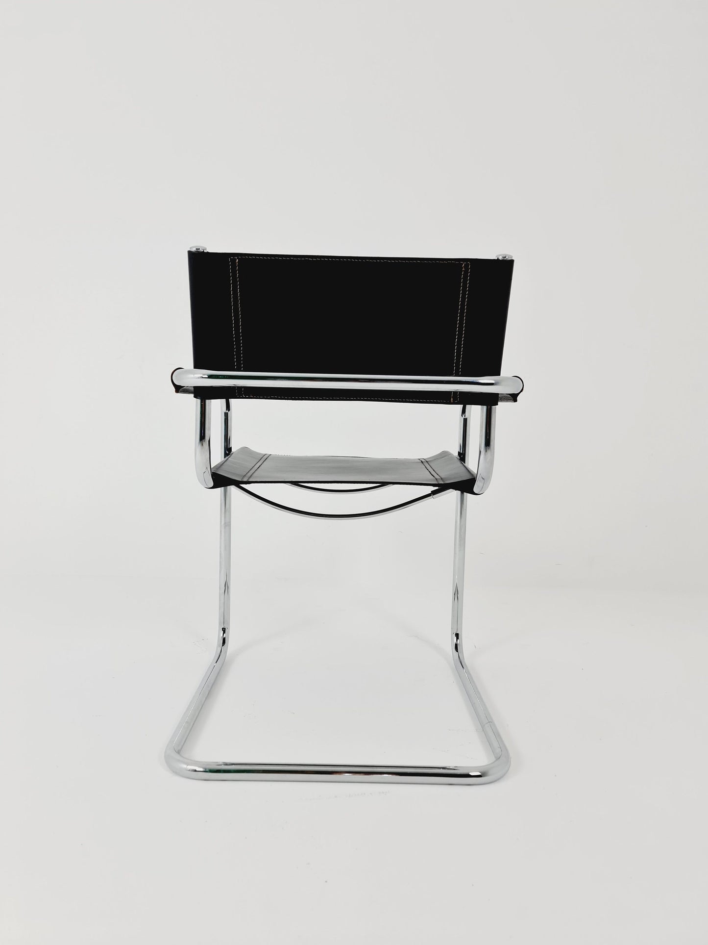 1 of 2 Black Model MG5 Centro Studi Desk Chair by Mart Stam & Marcel Breuer for Fasem Italy 1980s