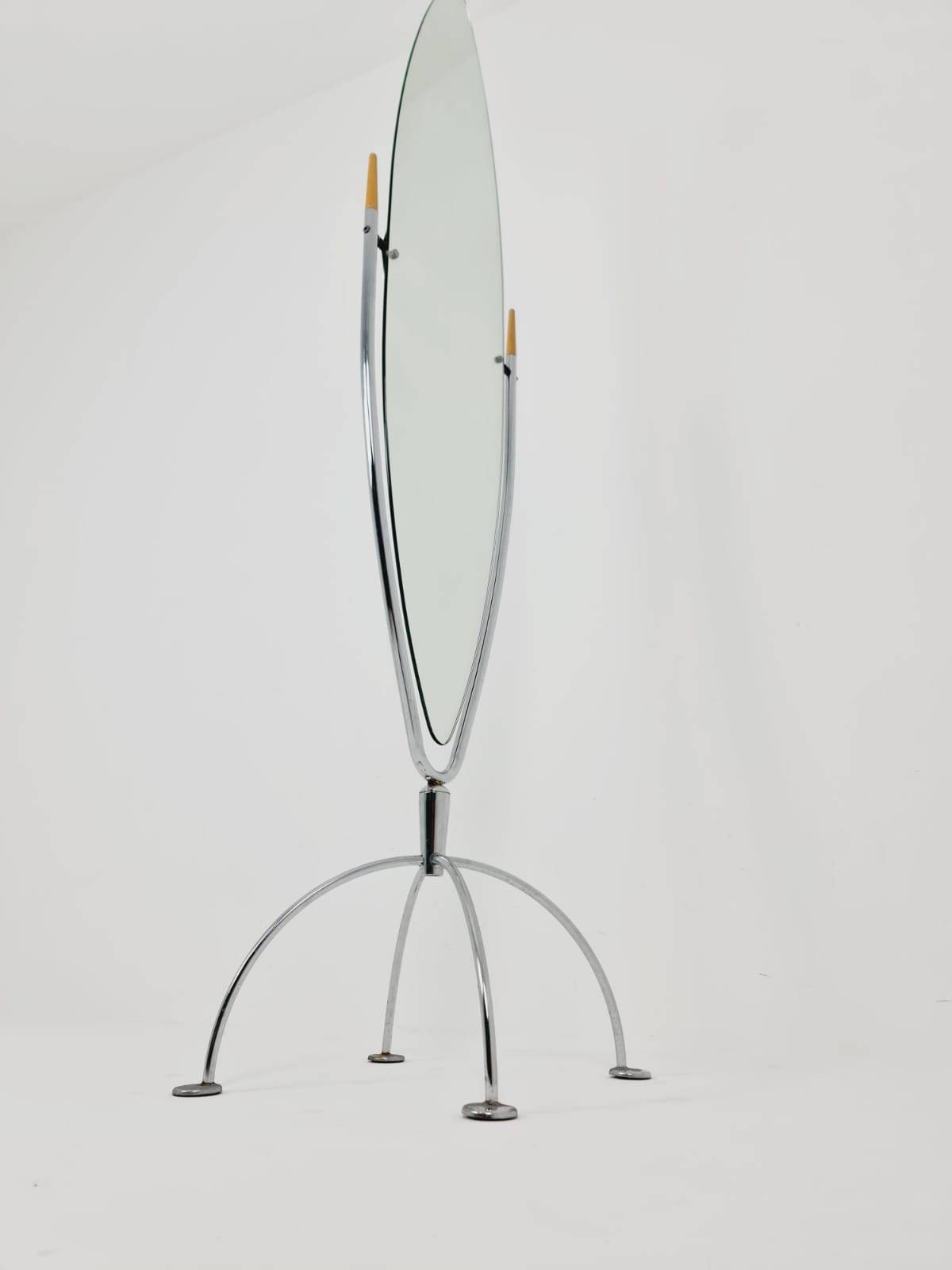 Mid_Century Cheval bauhaus Mirror Italian Metal spider base , 1960s