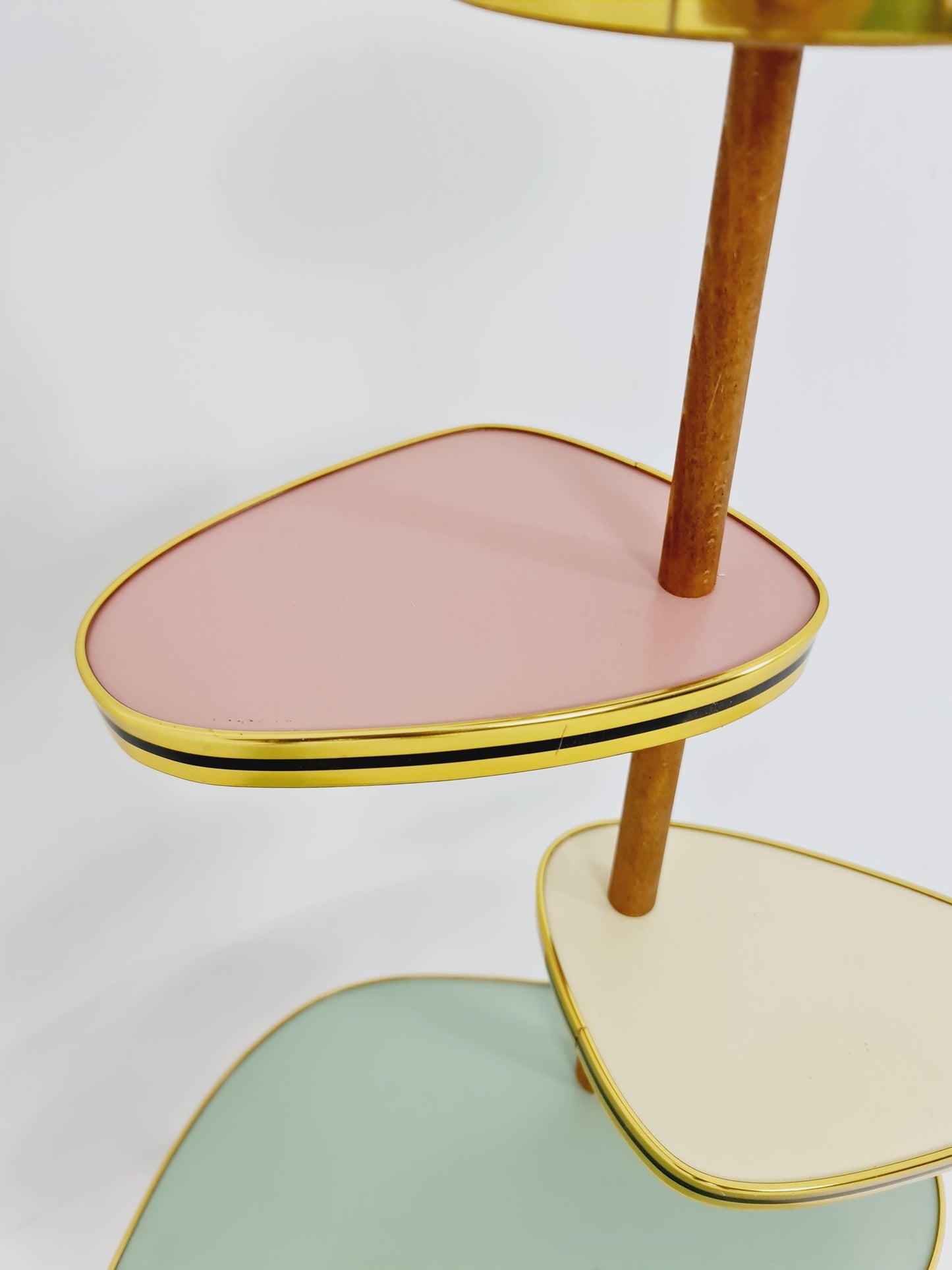 1950s German Plant Stand, Colorful Vintage Mid-Century Minimalist Indoor Plant Stand Side Table Retro flower table