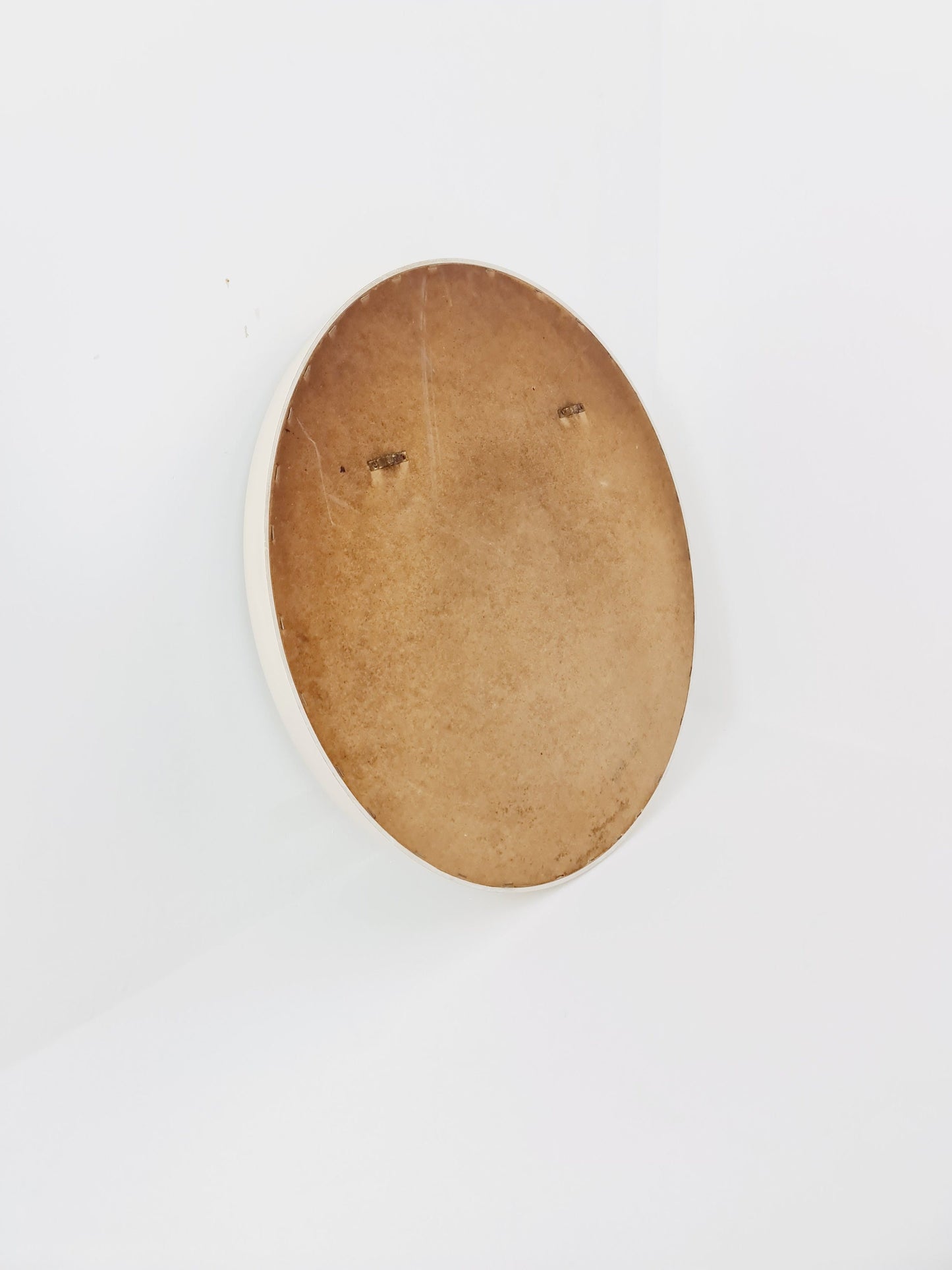Round space age retro plastic white mirror By Schönbuch, 1970s