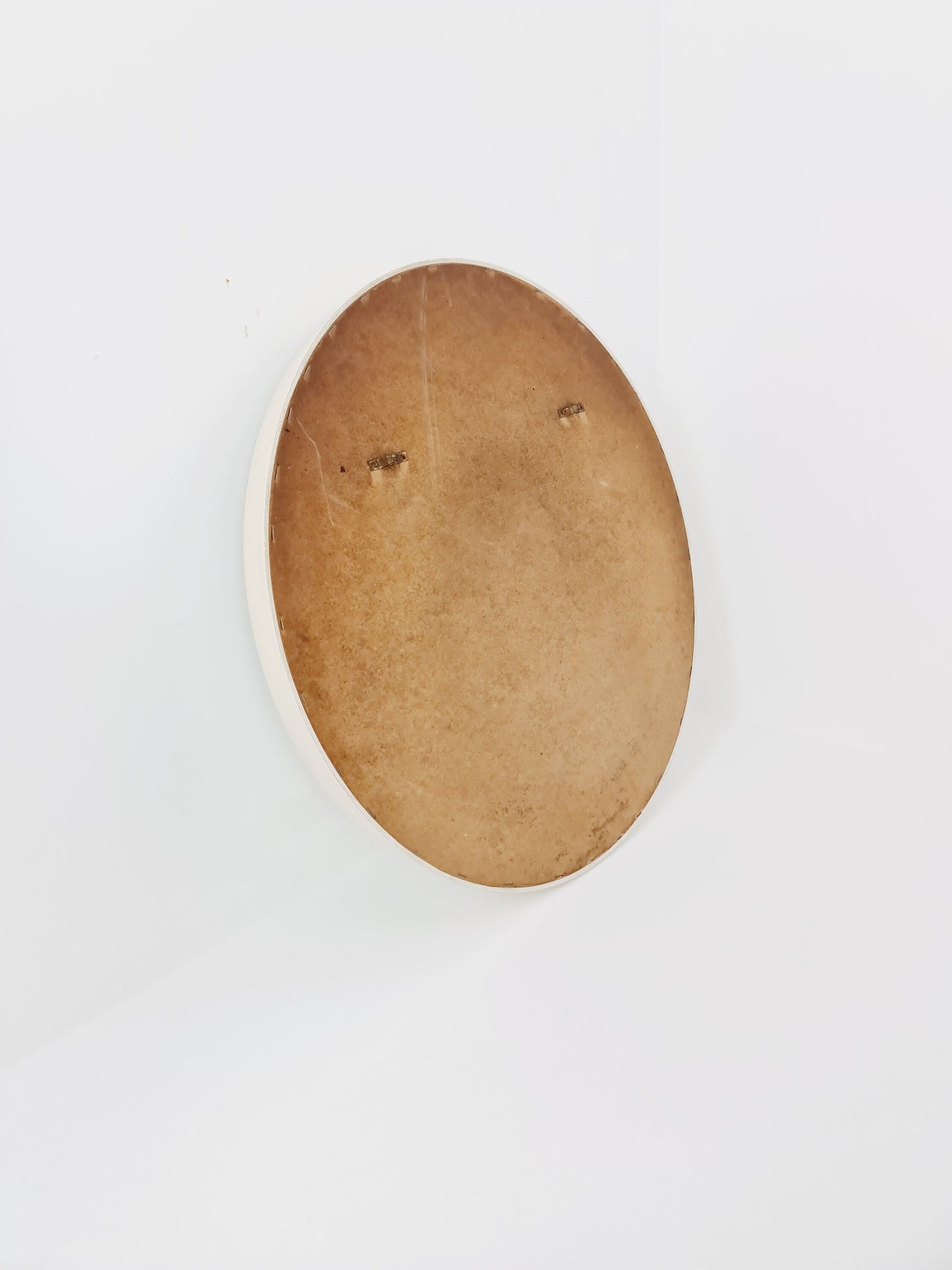 Round space age retro plastic white mirror By Schönbuch, 1970s