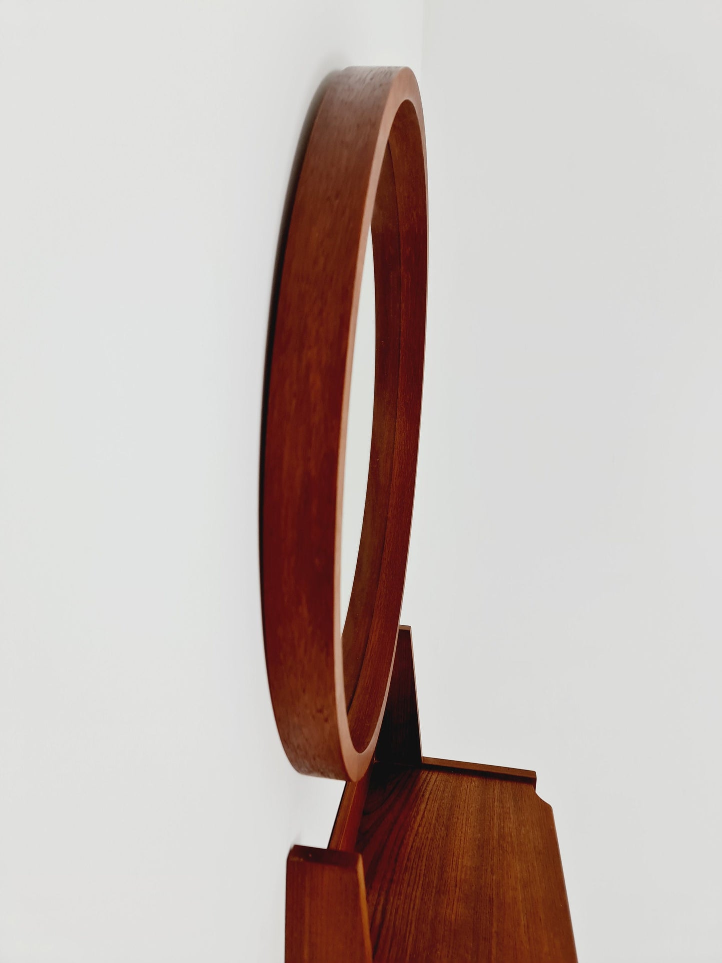 Mid Century teak German teak Mirror with teak shelf By Münchner Zier, 60s