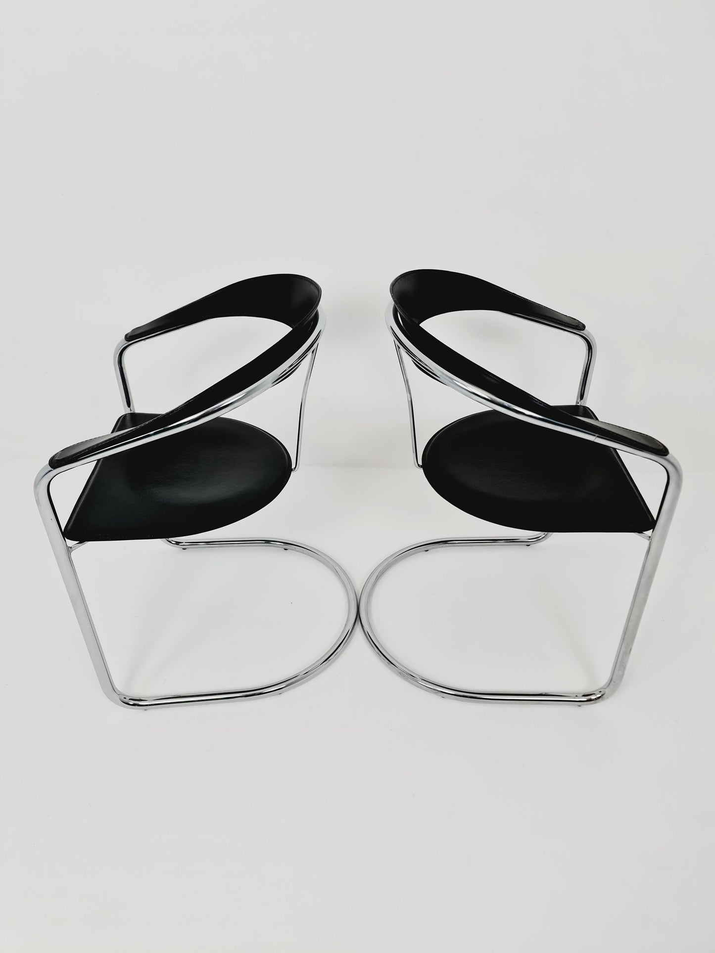 Space Age canasta leather arm chair by Arrben (ATTB), set of 2, 1970s