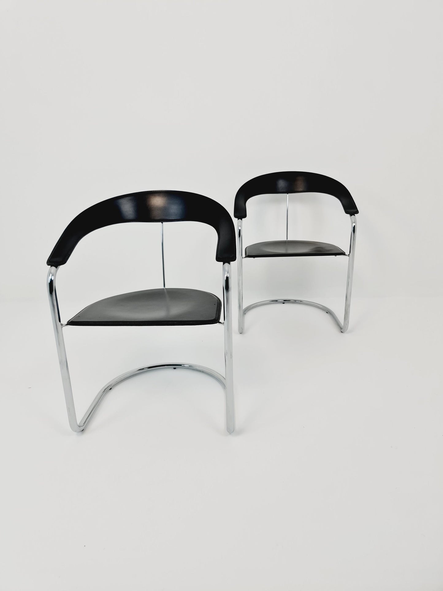 Space Age canasta leather arm chair by Arrben (ATTB), set of 2, 1970s