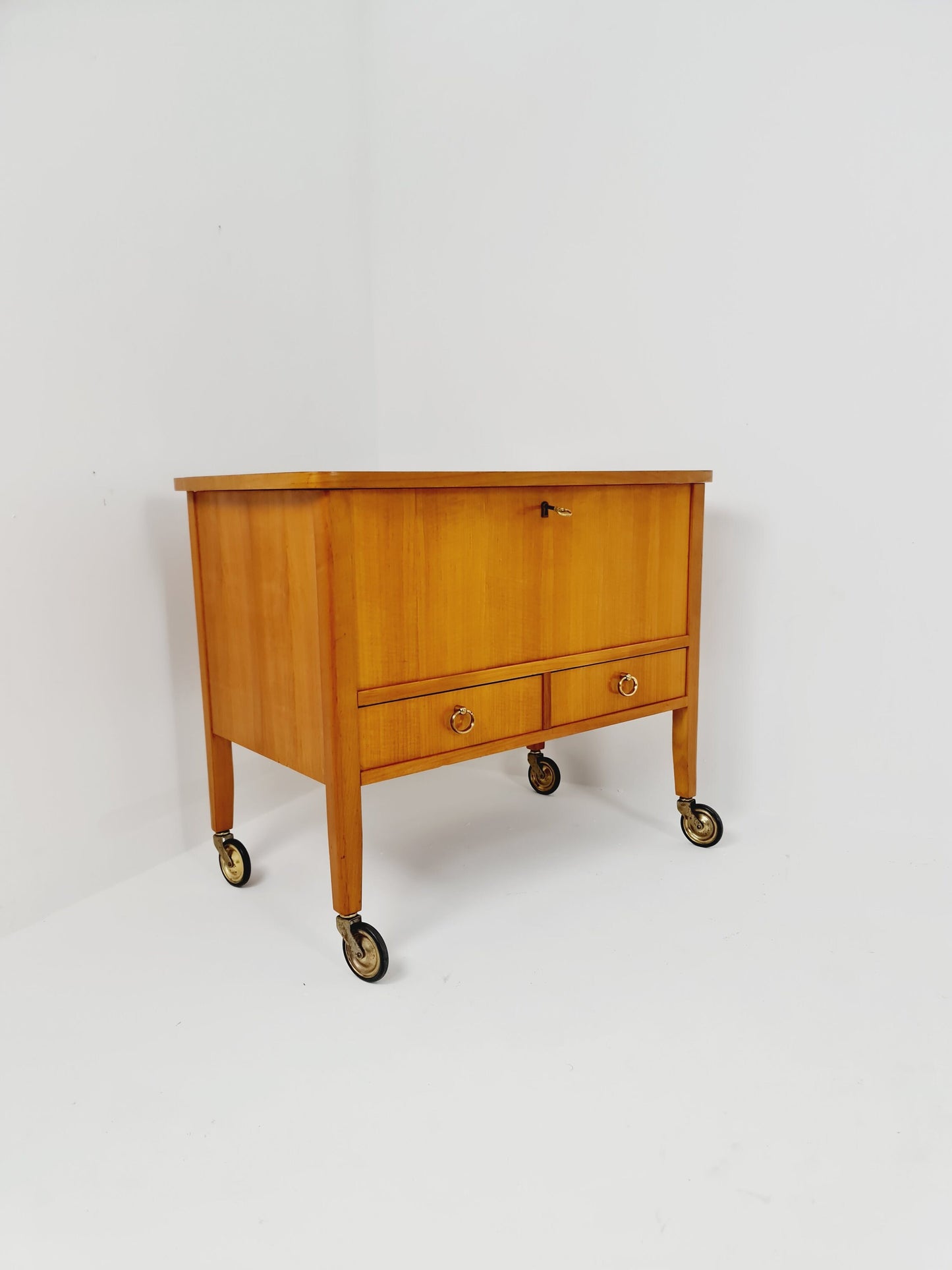 Mid Century Modern German oak vanity table/ make up table from the 60s