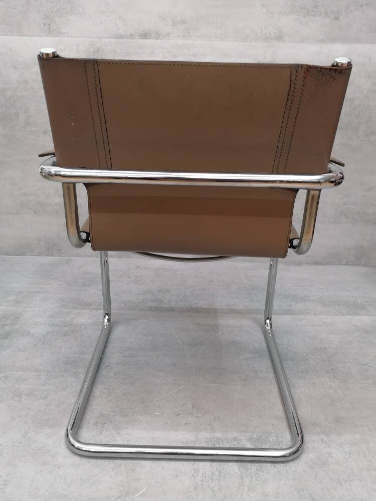 Matteo Grassi visitor chair in cream leather 1970s