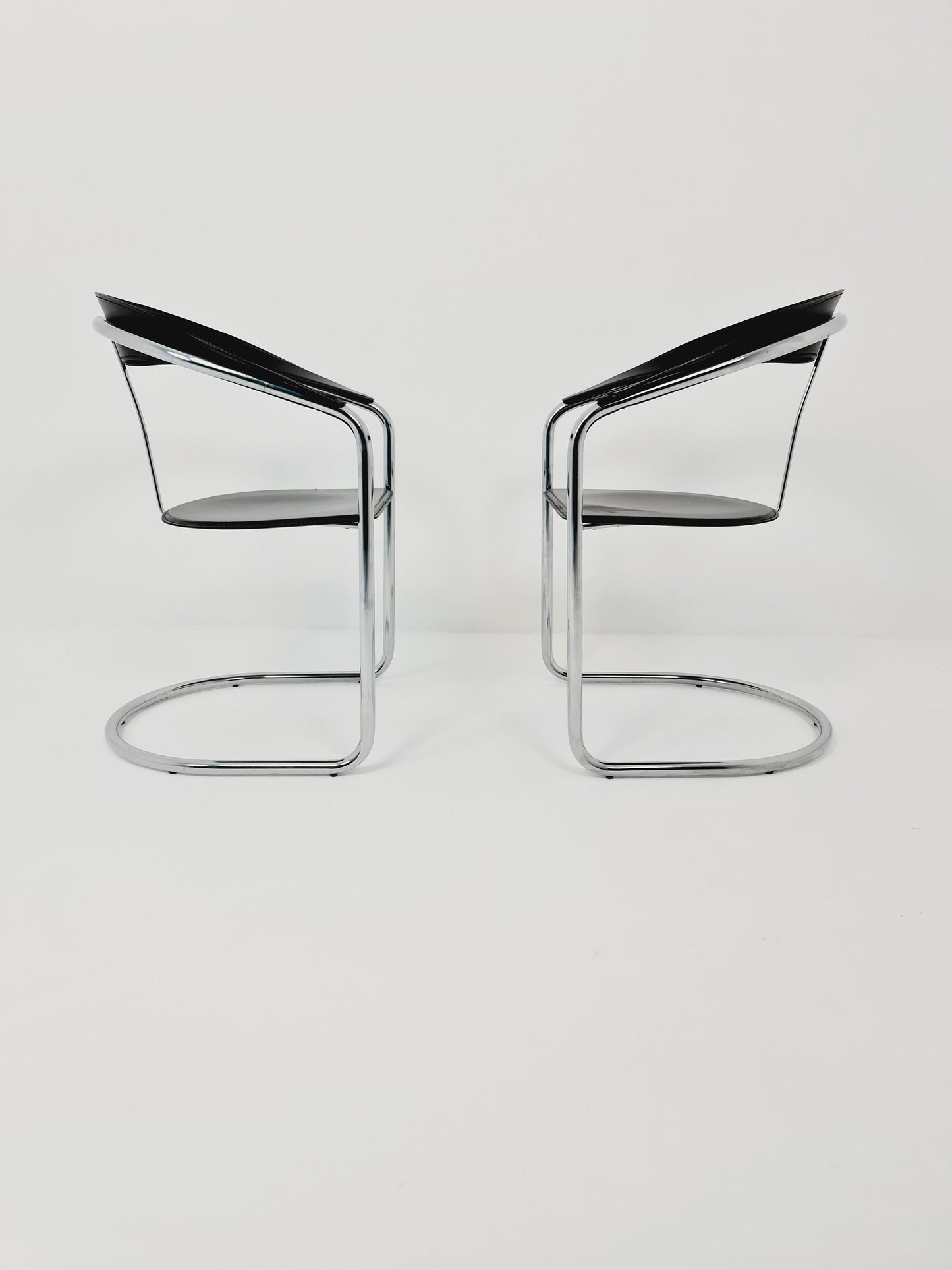 Space Age canasta leather arm chair by Arrben (ATTB), set of 2, 1970s