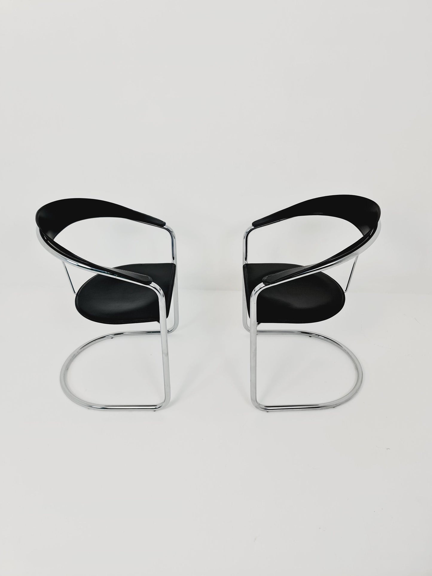 Space Age canasta leather arm chair by Arrben (ATTB), set of 2, 1970s