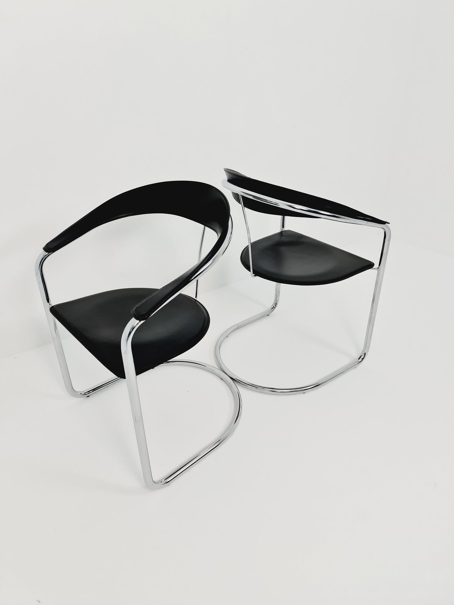 Space Age canasta leather arm chair by Arrben (ATTB), set of 2, 1970s