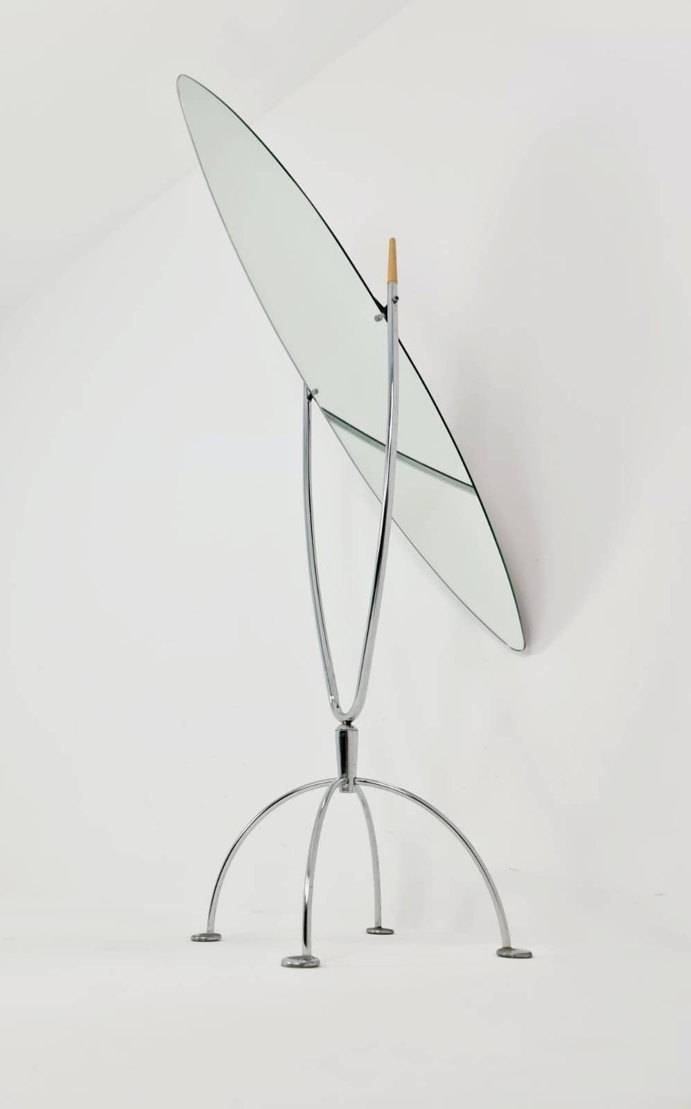 Mid_Century Cheval bauhaus Mirror Italian Metal spider base , 1960s