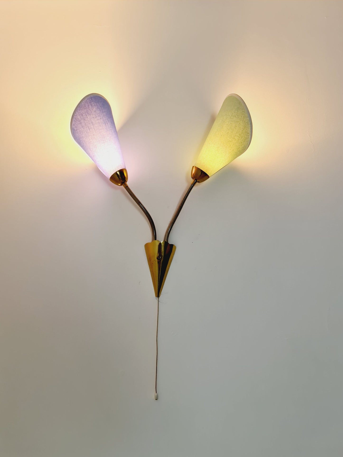 Mid century German brass & metal wall lamp with flex arms, 1950s