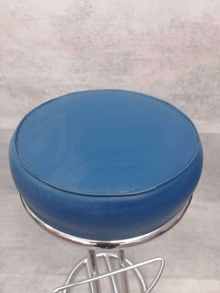 Mid-Century Modern Leather and Chrome Bar Stool 1980s Italy