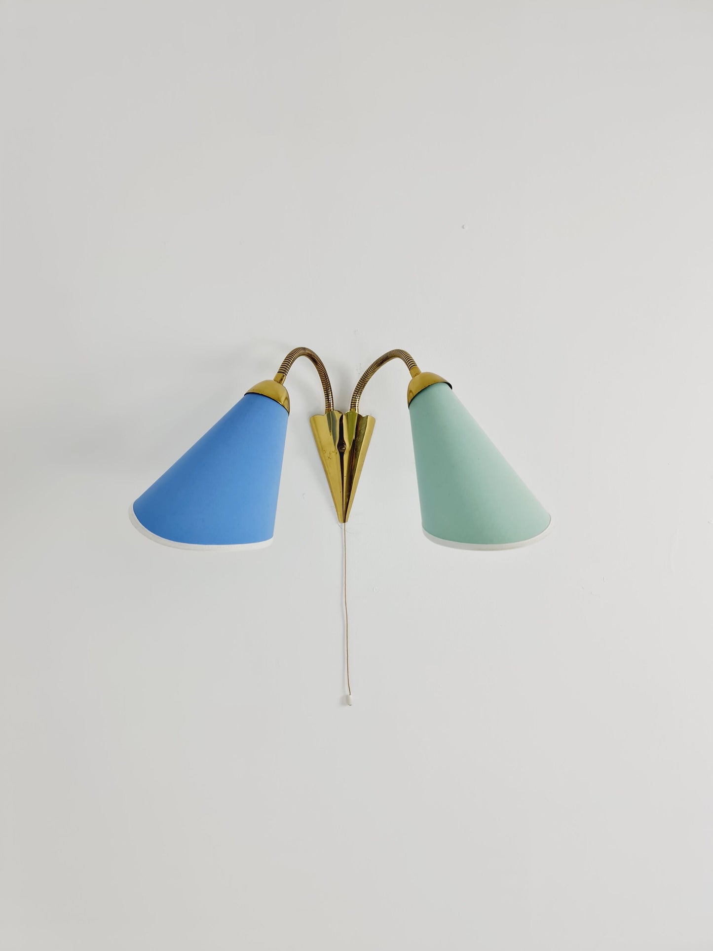 Mid century German brass & metal wall lamp with flex arms, 1950s