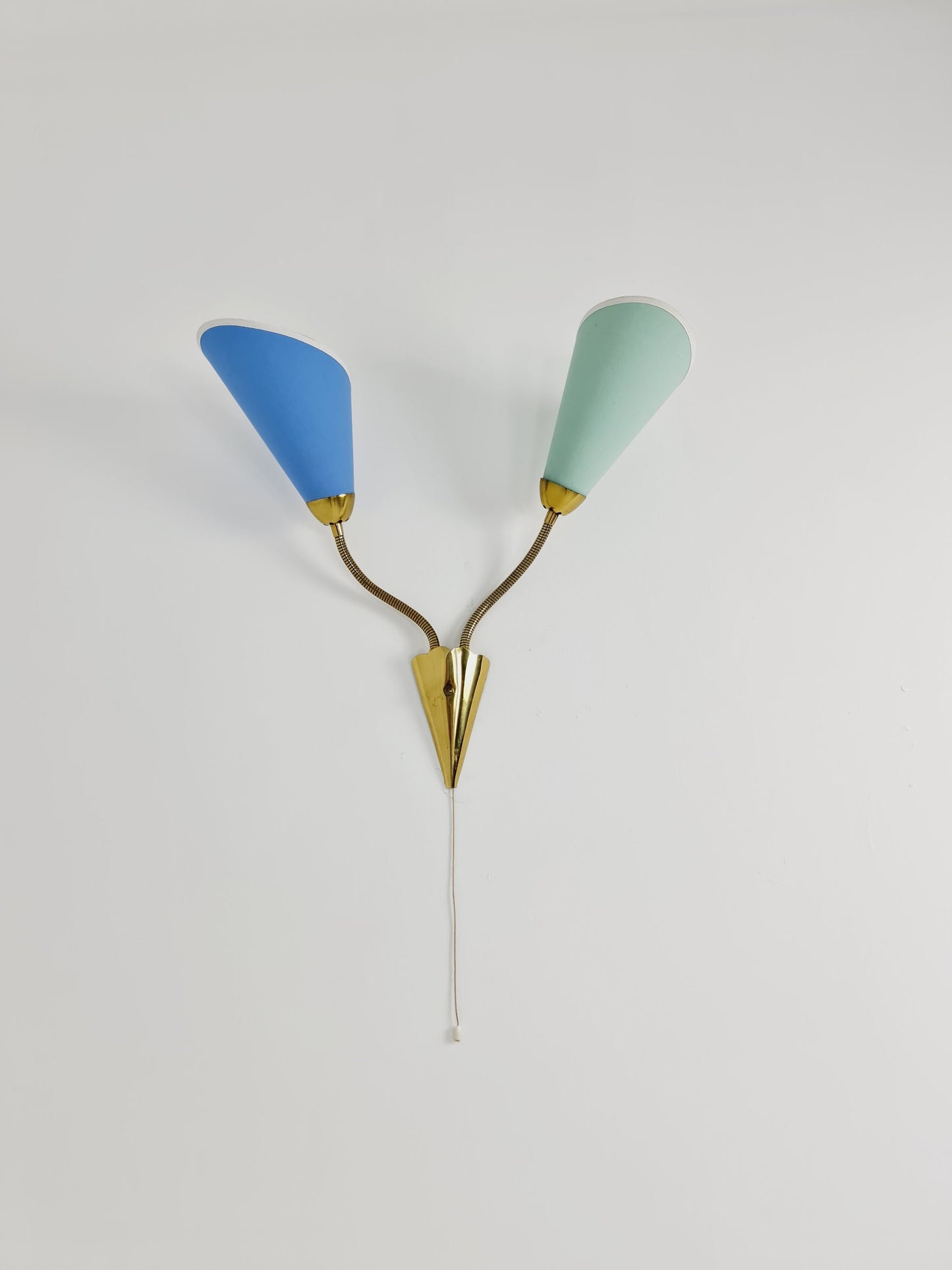 Mid century German brass & metal wall lamp with flex arms, 1950s
