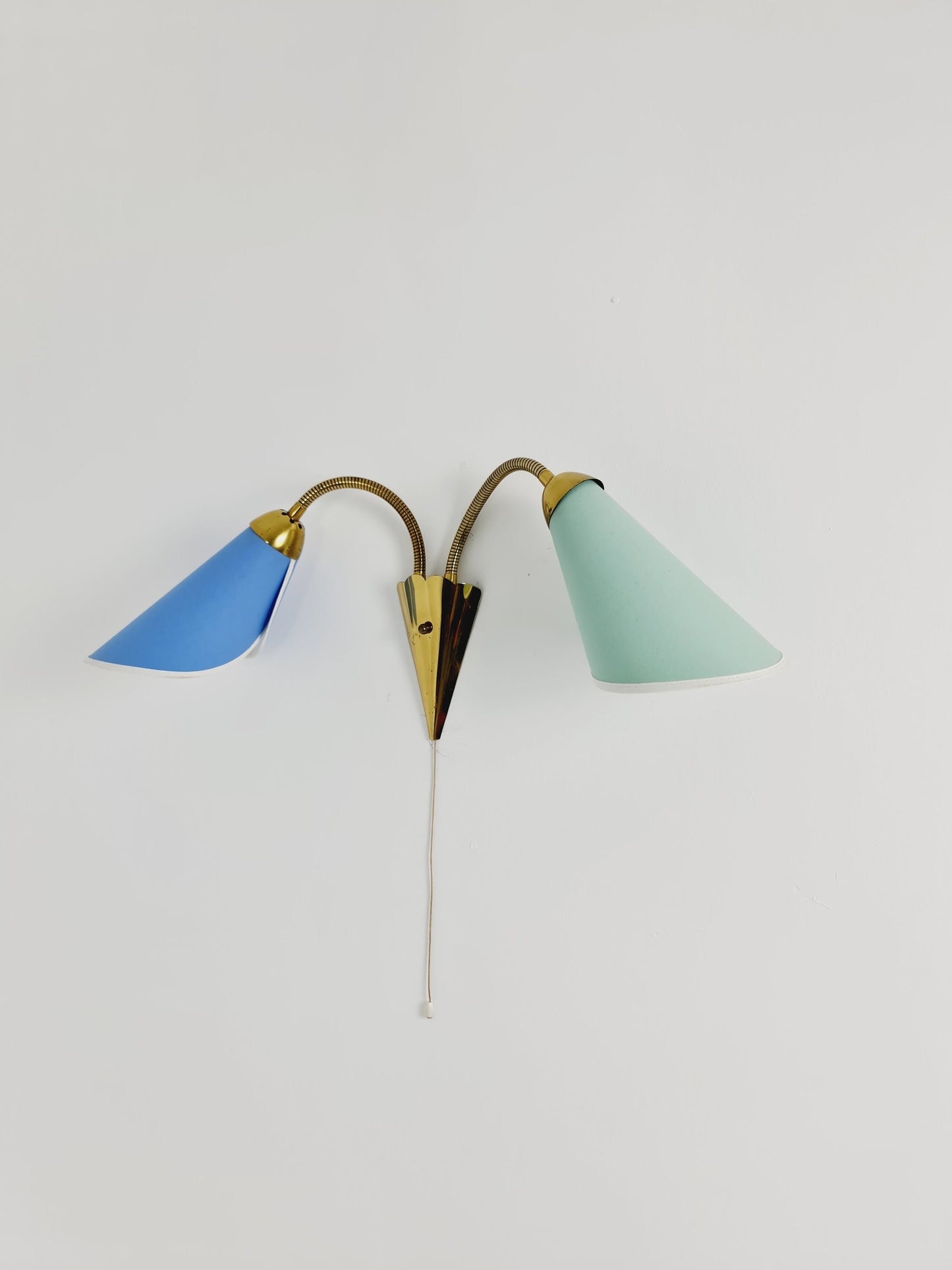 Mid century German brass & metal wall lamp with flex arms, 1950s