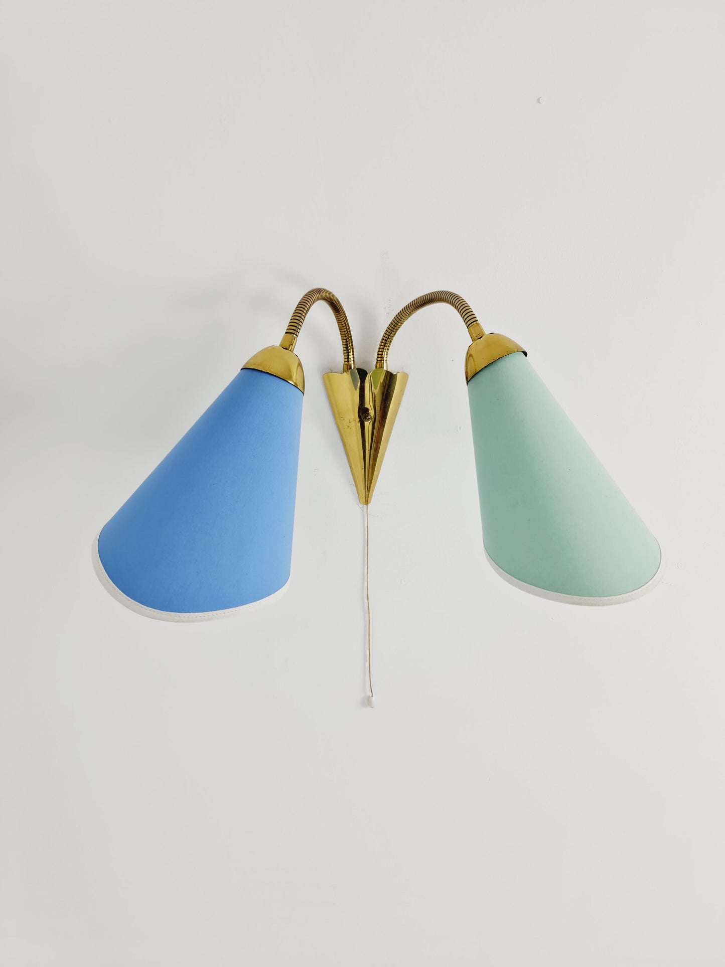 Mid century German brass & metal wall lamp with flex arms, 1950s
