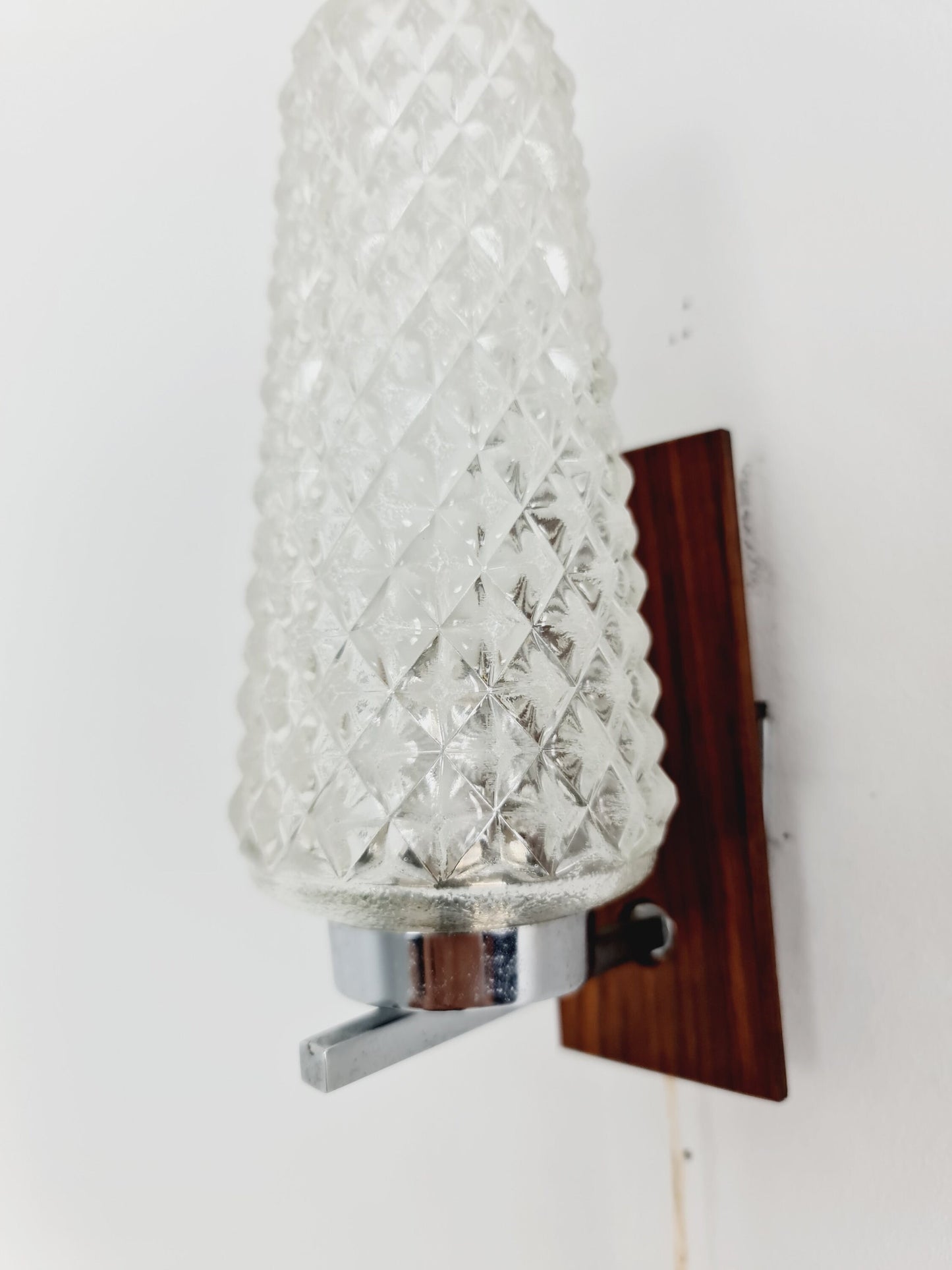 Pair Mid century Danish glas & teak wall lamps, bedside lamps, 1960s