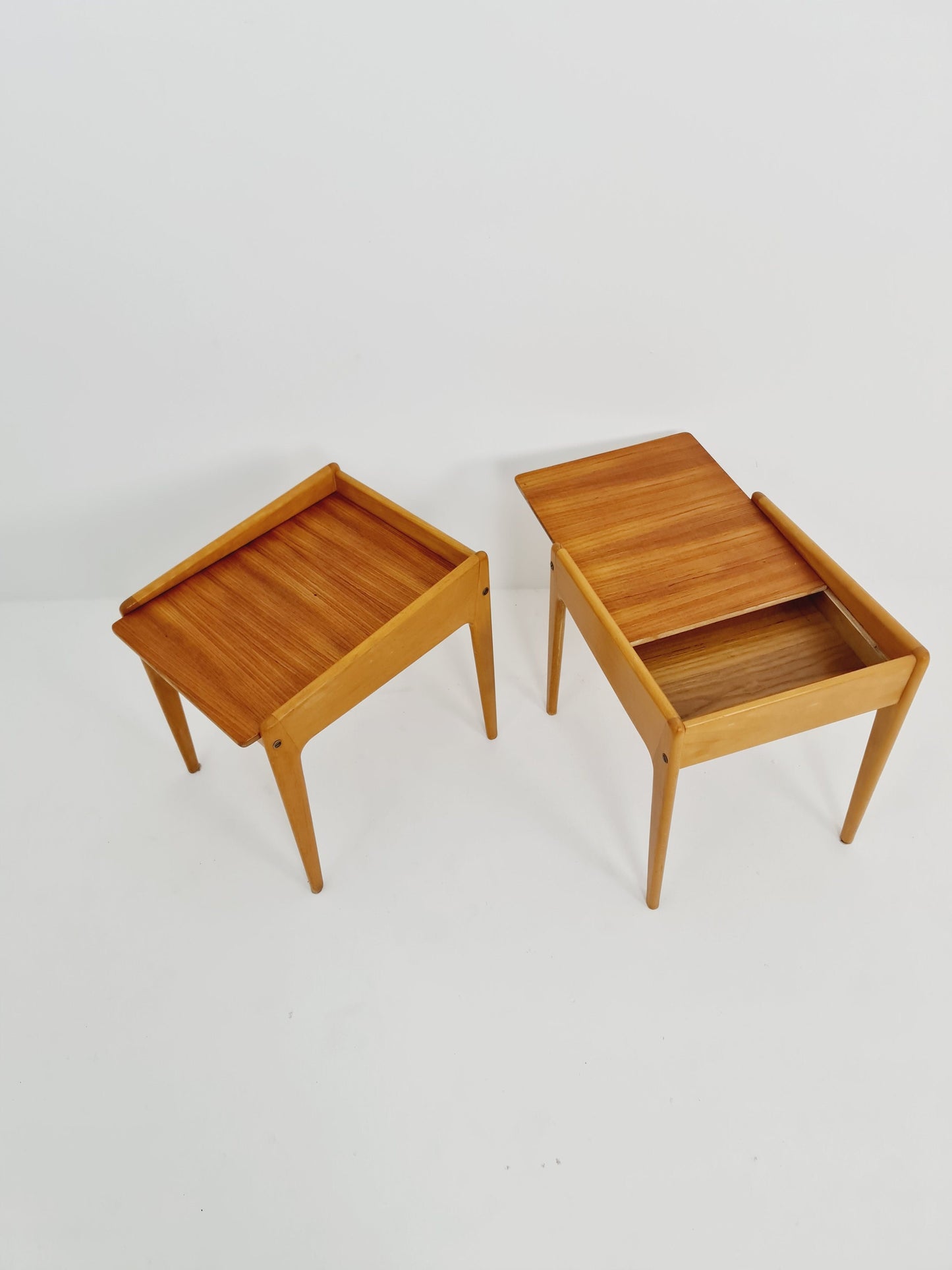 Mid century danish teak & oak side tables/ Bedside tables/ Nightstands by Kurt Østervig, Denmark, 1960s