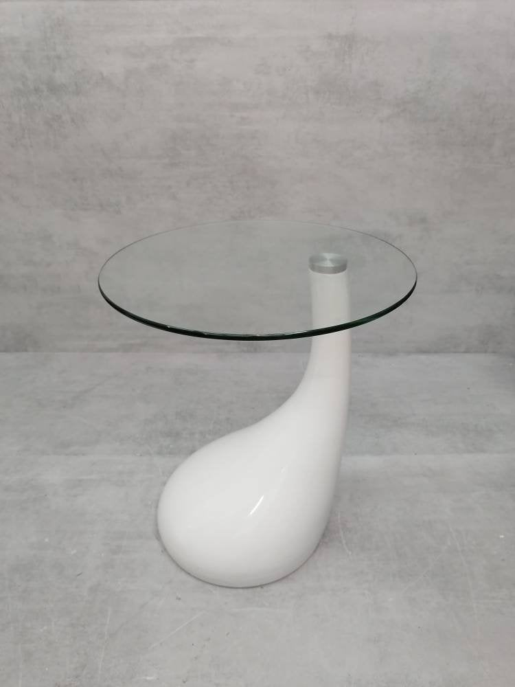 1 of 2 Mid Century style side table - night stand pap art style white and glass