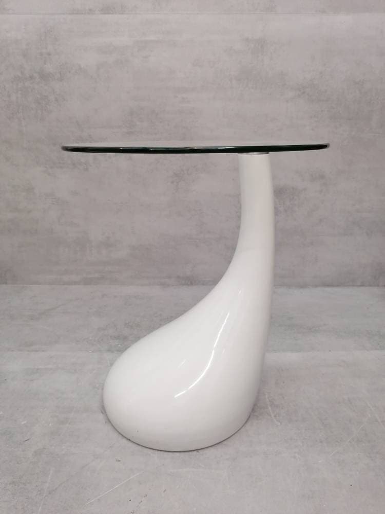 1 of 2 Mid Century style side table - night stand pap art style white and glass