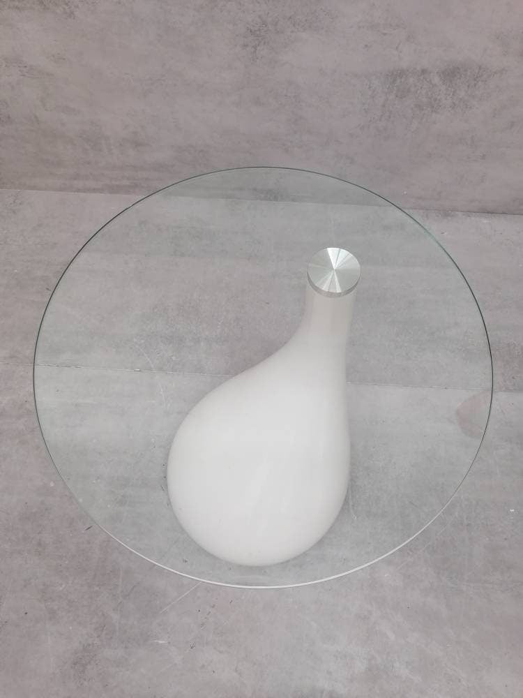 1 of 2 Mid Century style side table - night stand pap art style white and glass