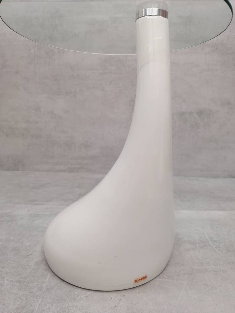 1 of 2 Mid Century style side table - night stand pap art style white and glass