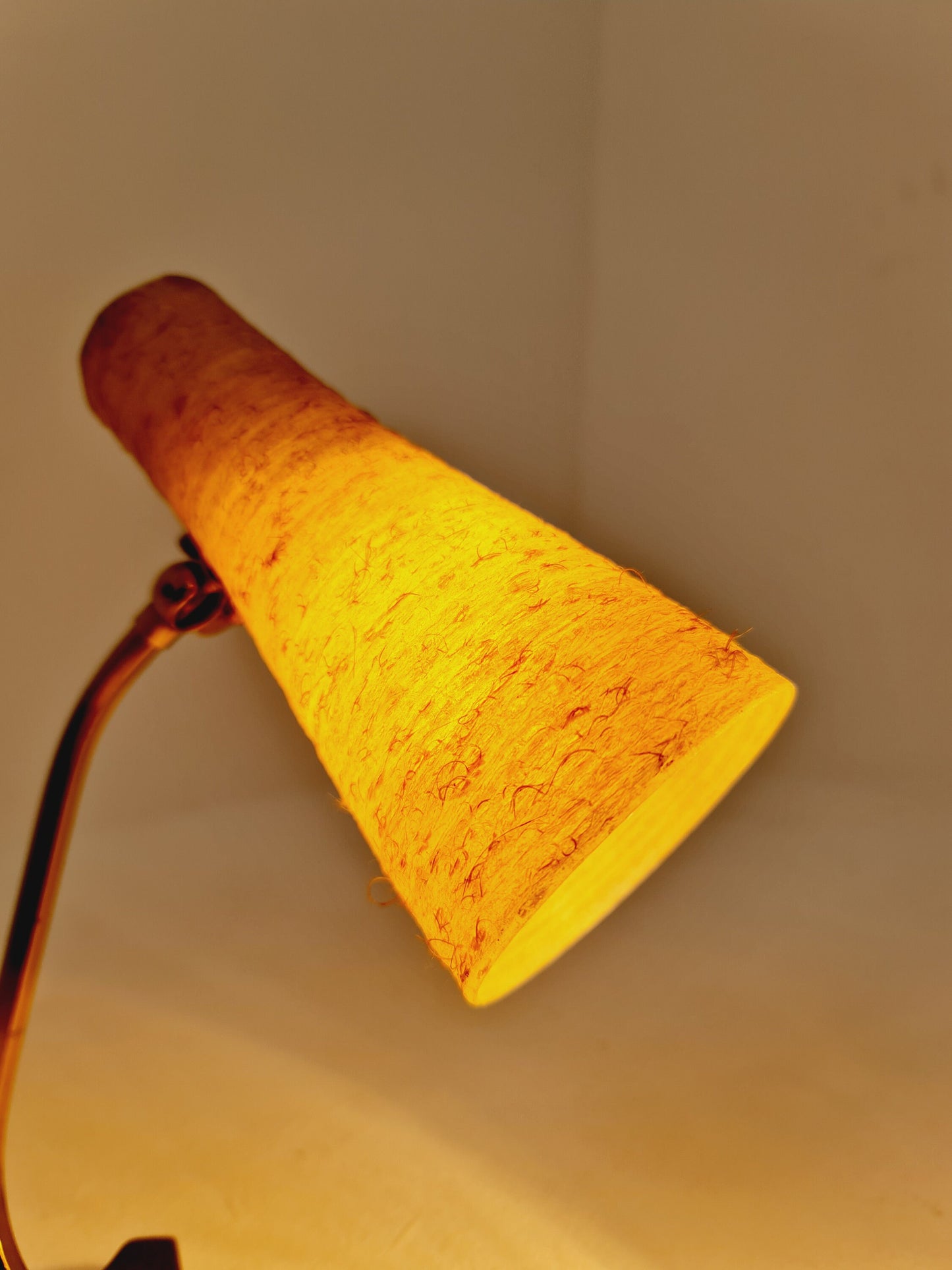Pair of German vintage / bedside lamps, brass and glass fiber, by Cosack 1950s