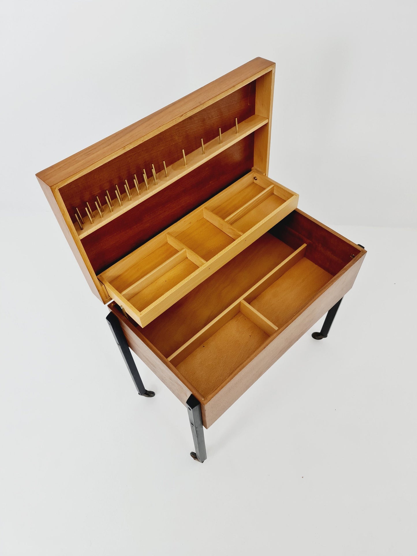 Vintage teak sweing table/ side table cabinet, 1960s