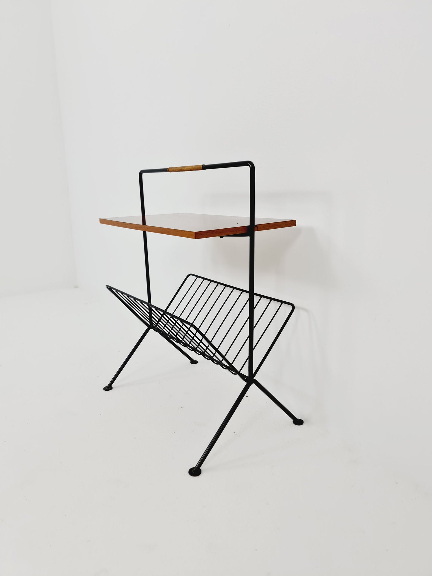 String German vintage side table with newspaper shelf from the 60s