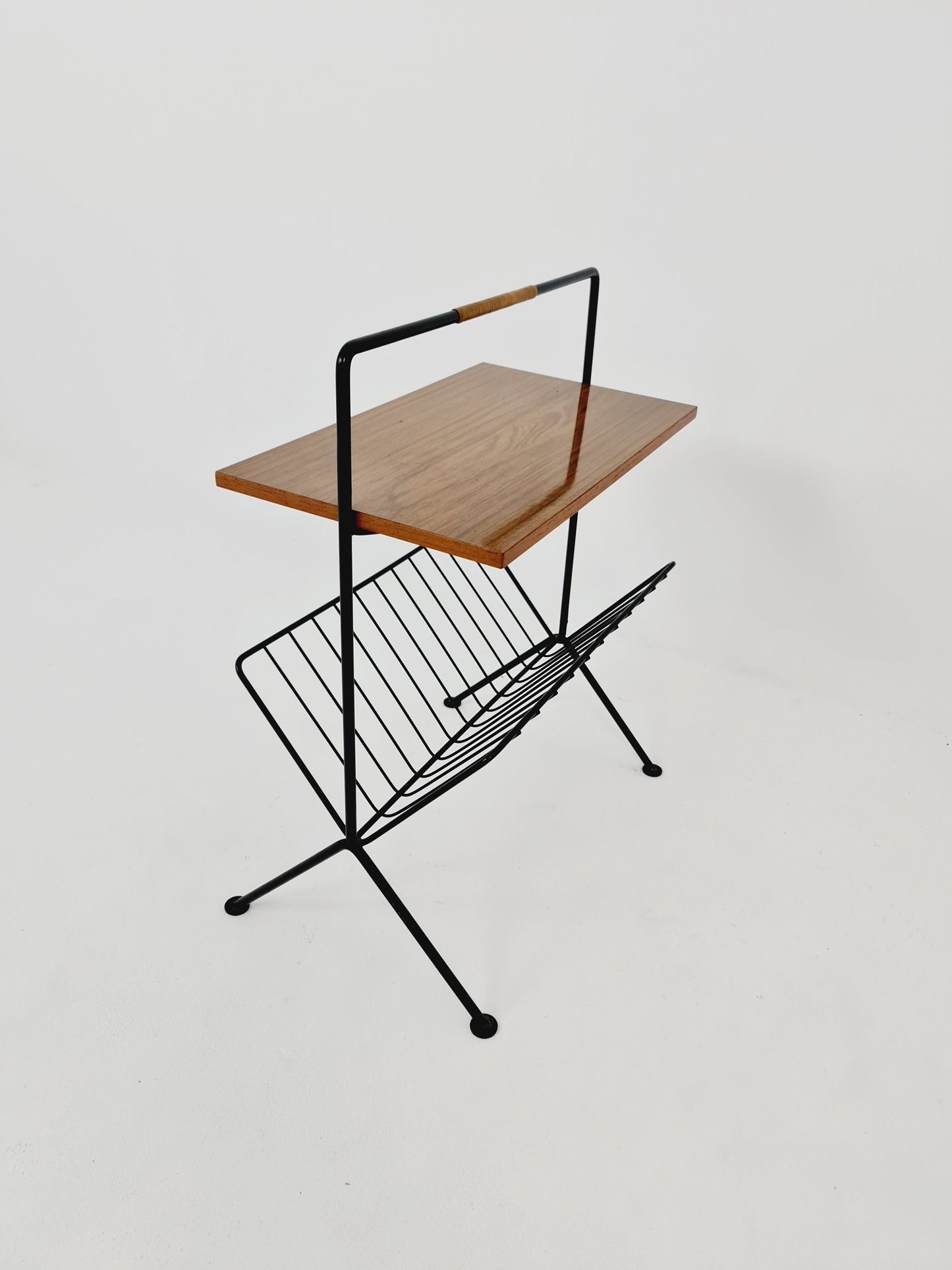 String German vintage side table with newspaper shelf from the 60s