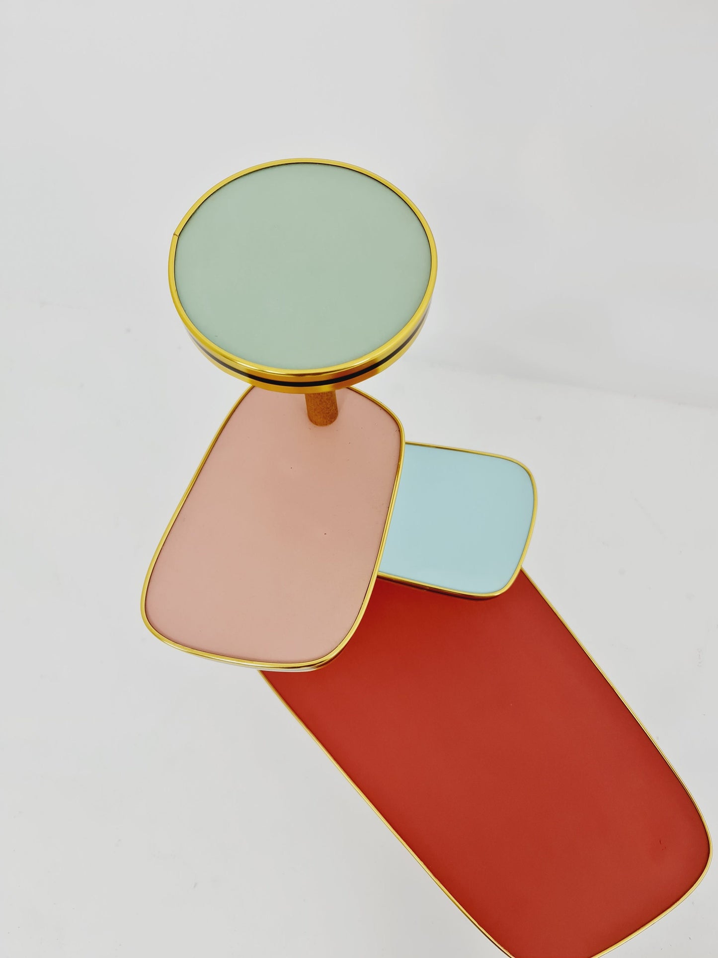 1950s German Plant Stand, Colorful Vintage Mid-Century Minimalist Indoor Plant Stand Side Table Retro flower table