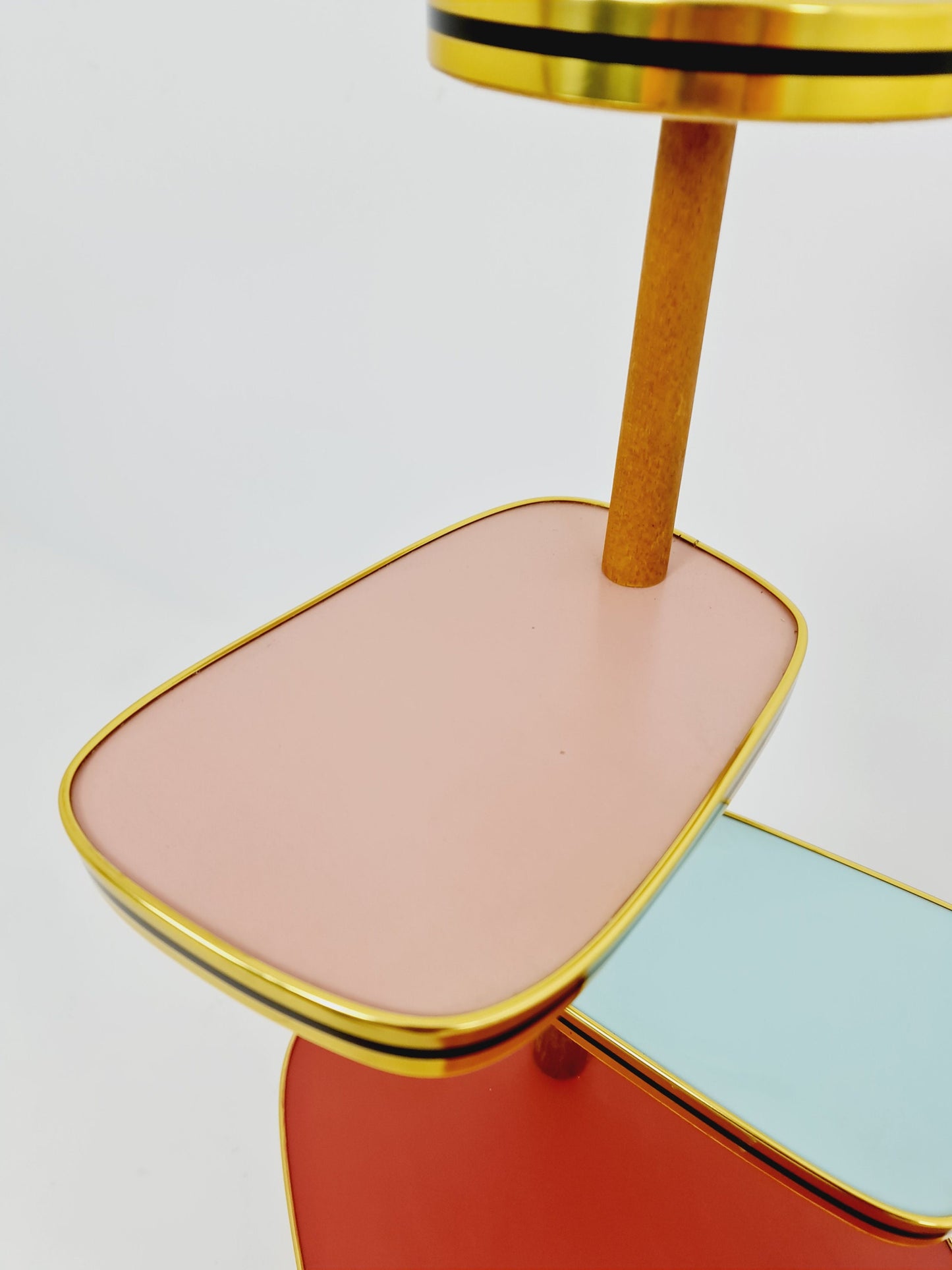 1950s German Plant Stand, Colorful Vintage Mid-Century Minimalist Indoor Plant Stand Side Table Retro flower table