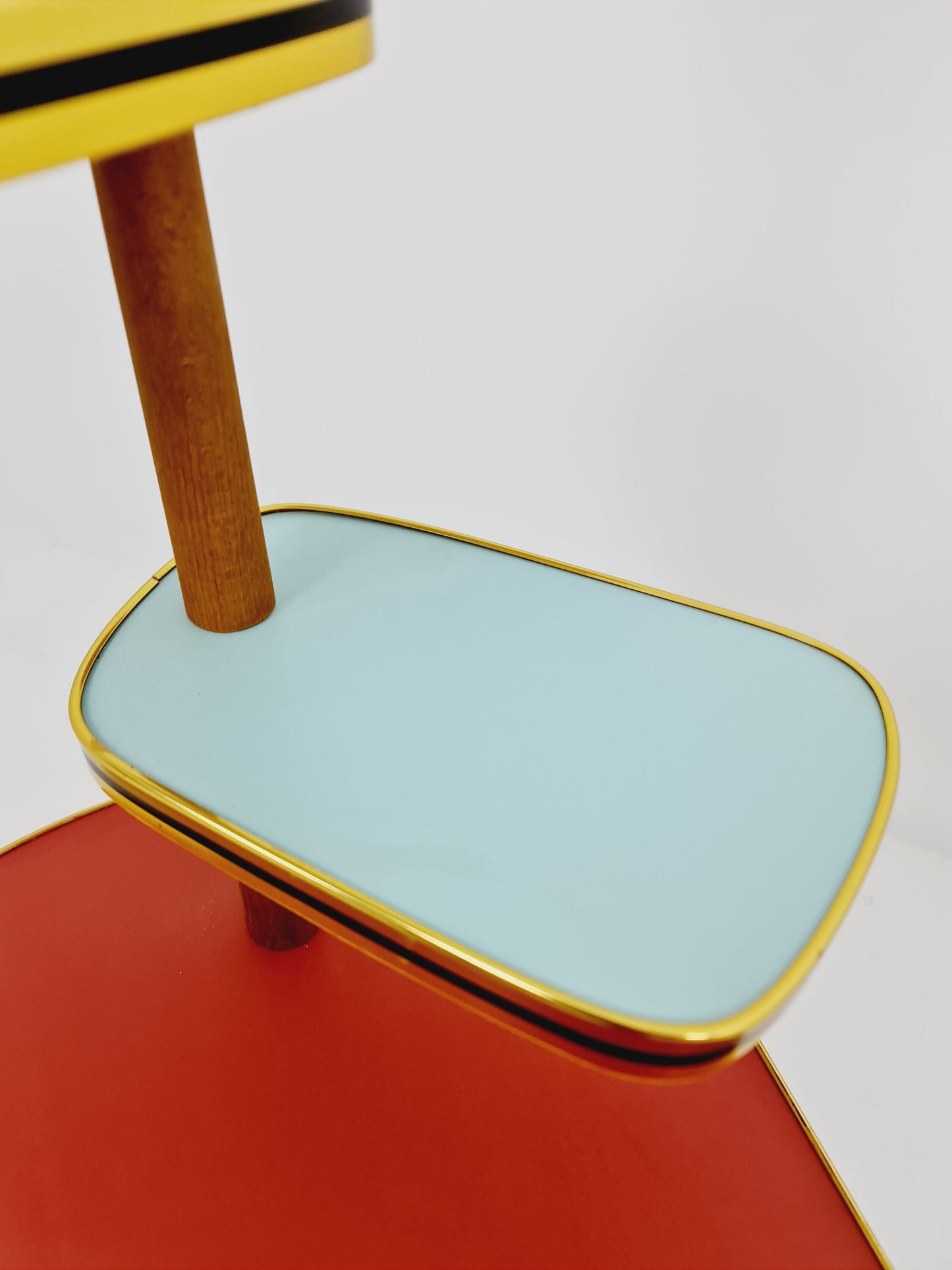 1950s German Plant Stand, Colorful Vintage Mid-Century Minimalist Indoor Plant Stand Side Table Retro flower table