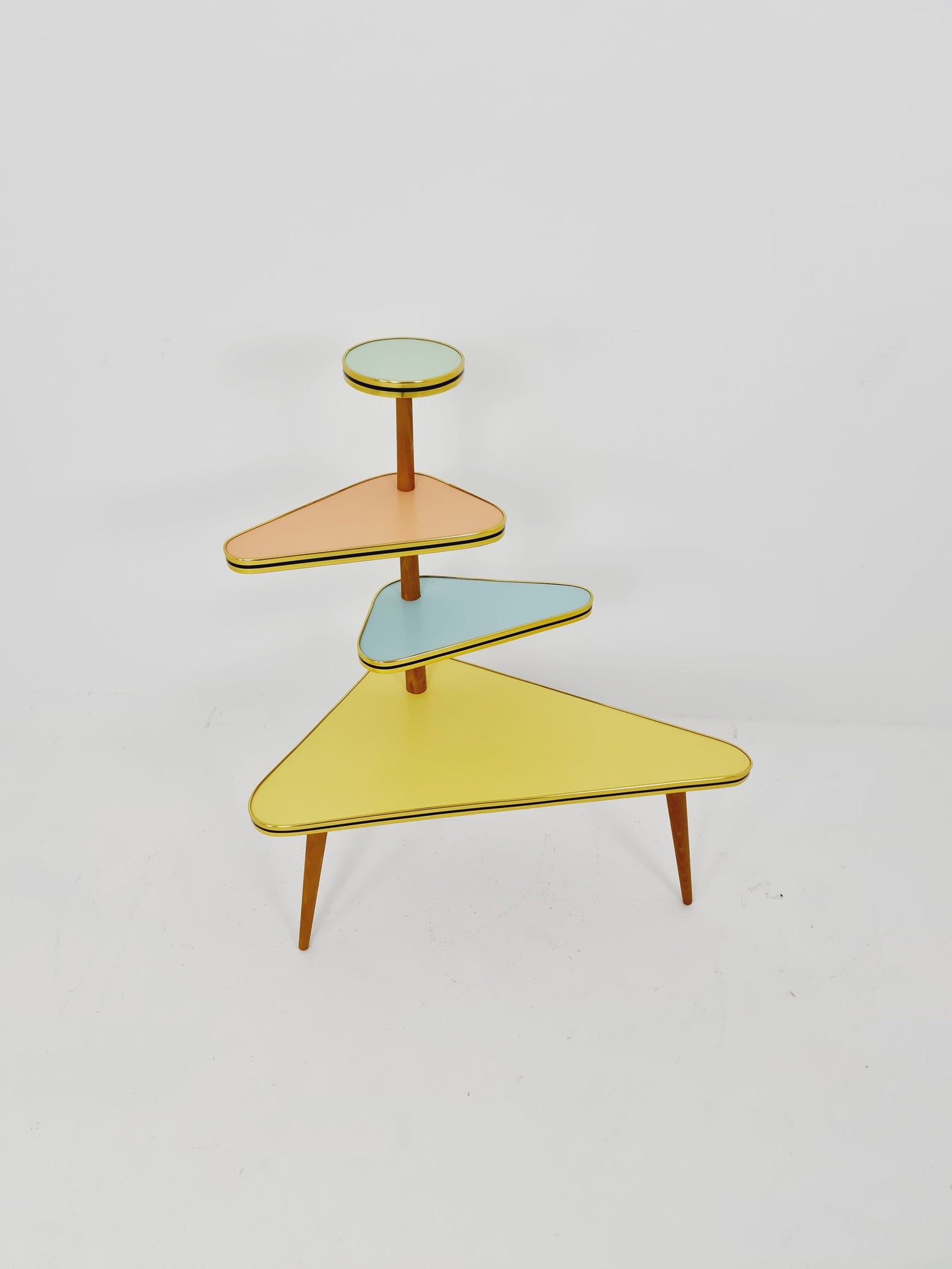 1950s German Plant Stand, Colorful Vintage Mid-Century Minimalist Indoor Plant Stand Side Table Retro flower table