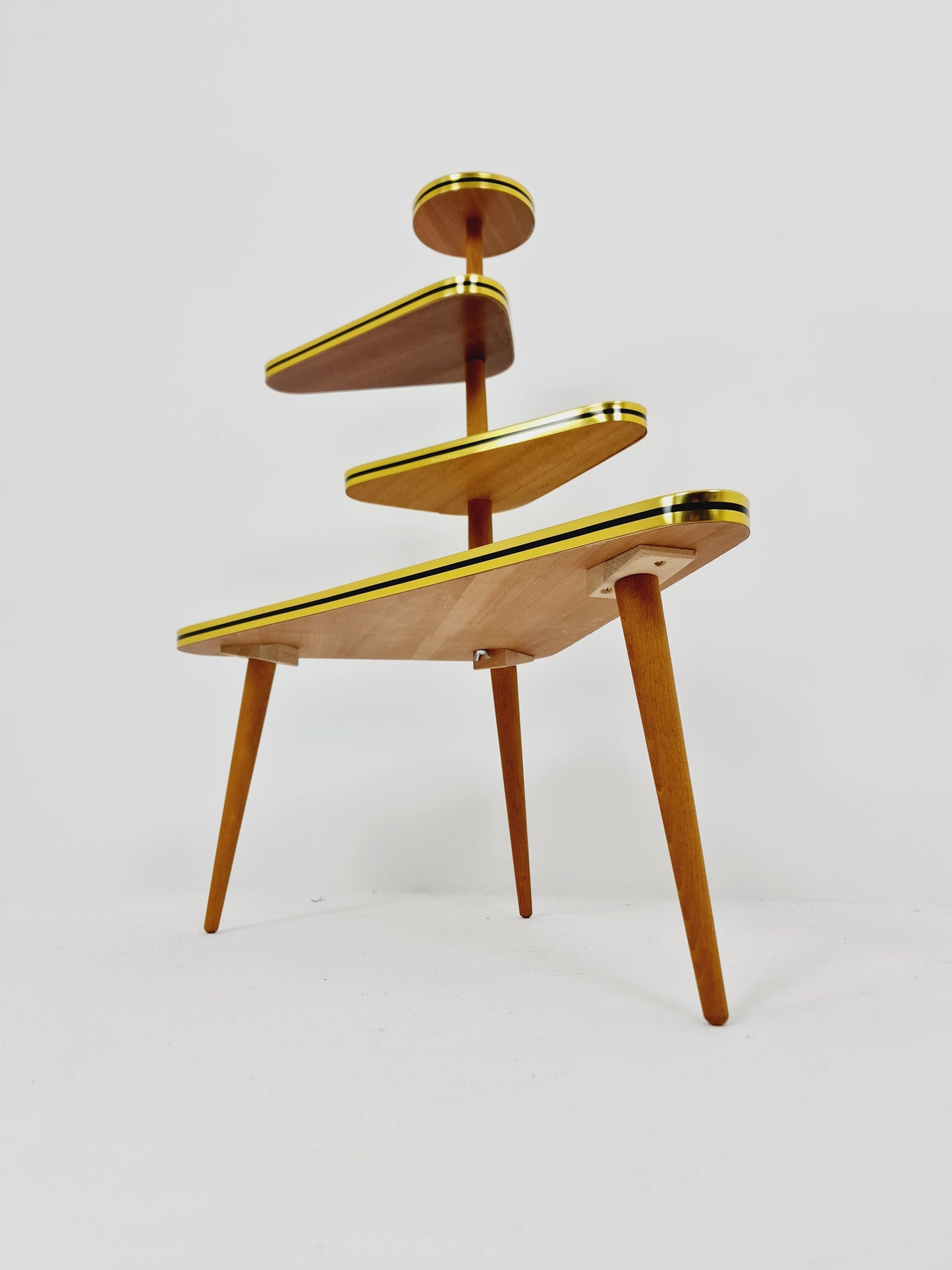 1950s German Plant Stand, Colorful Vintage Mid-Century Minimalist Indoor Plant Stand Side Table Retro flower table