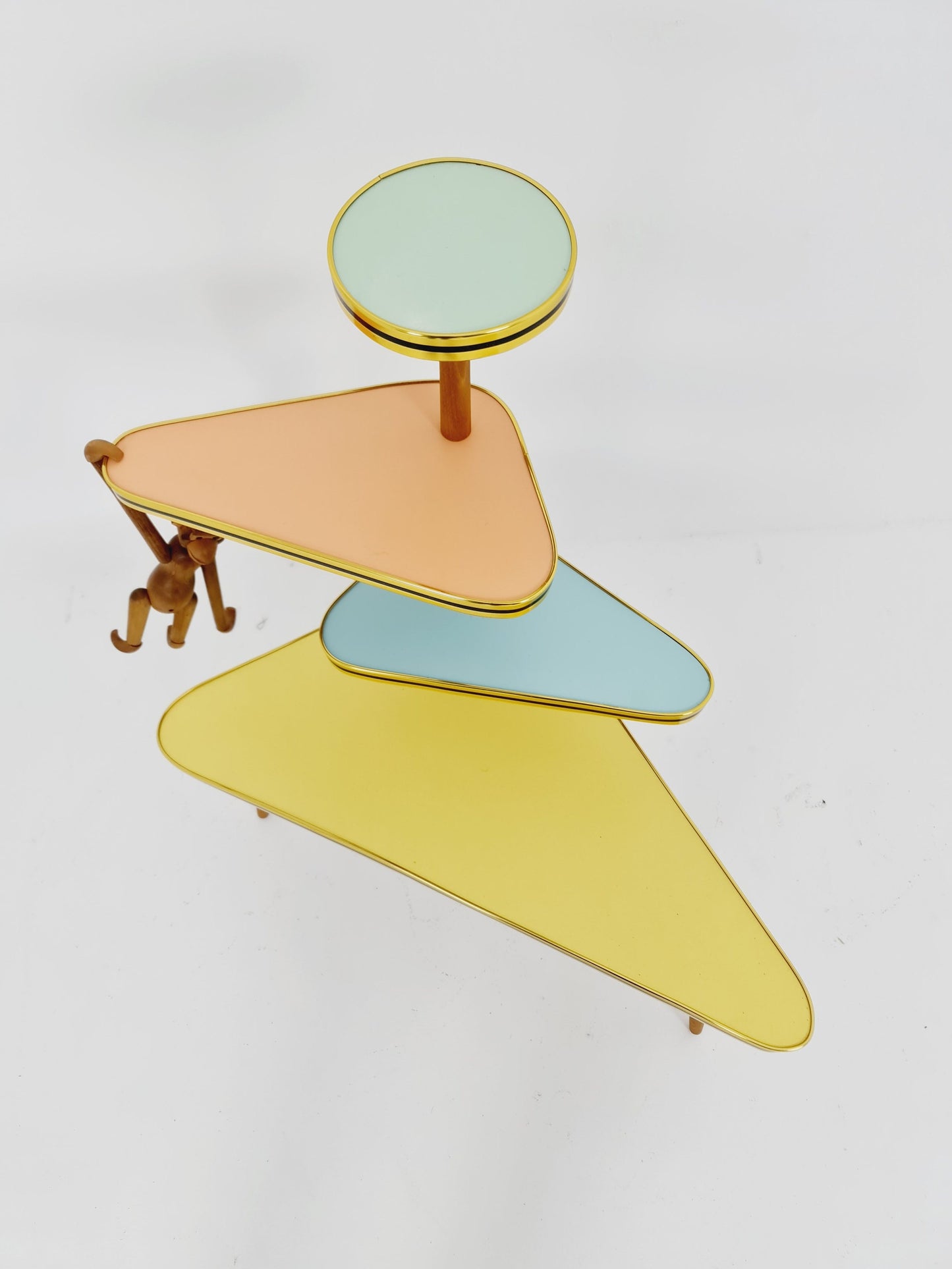 1950s German Plant Stand, Colorful Vintage Mid-Century Minimalist Indoor Plant Stand Side Table Retro flower table