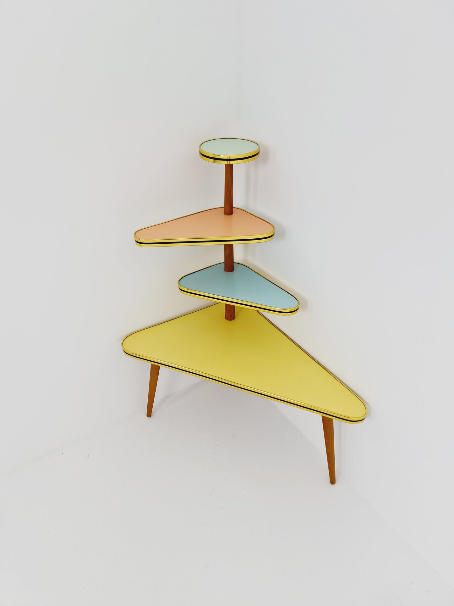 1950s German Plant Stand, Colorful Vintage Mid-Century Minimalist Indoor Plant Stand Side Table Retro flower table
