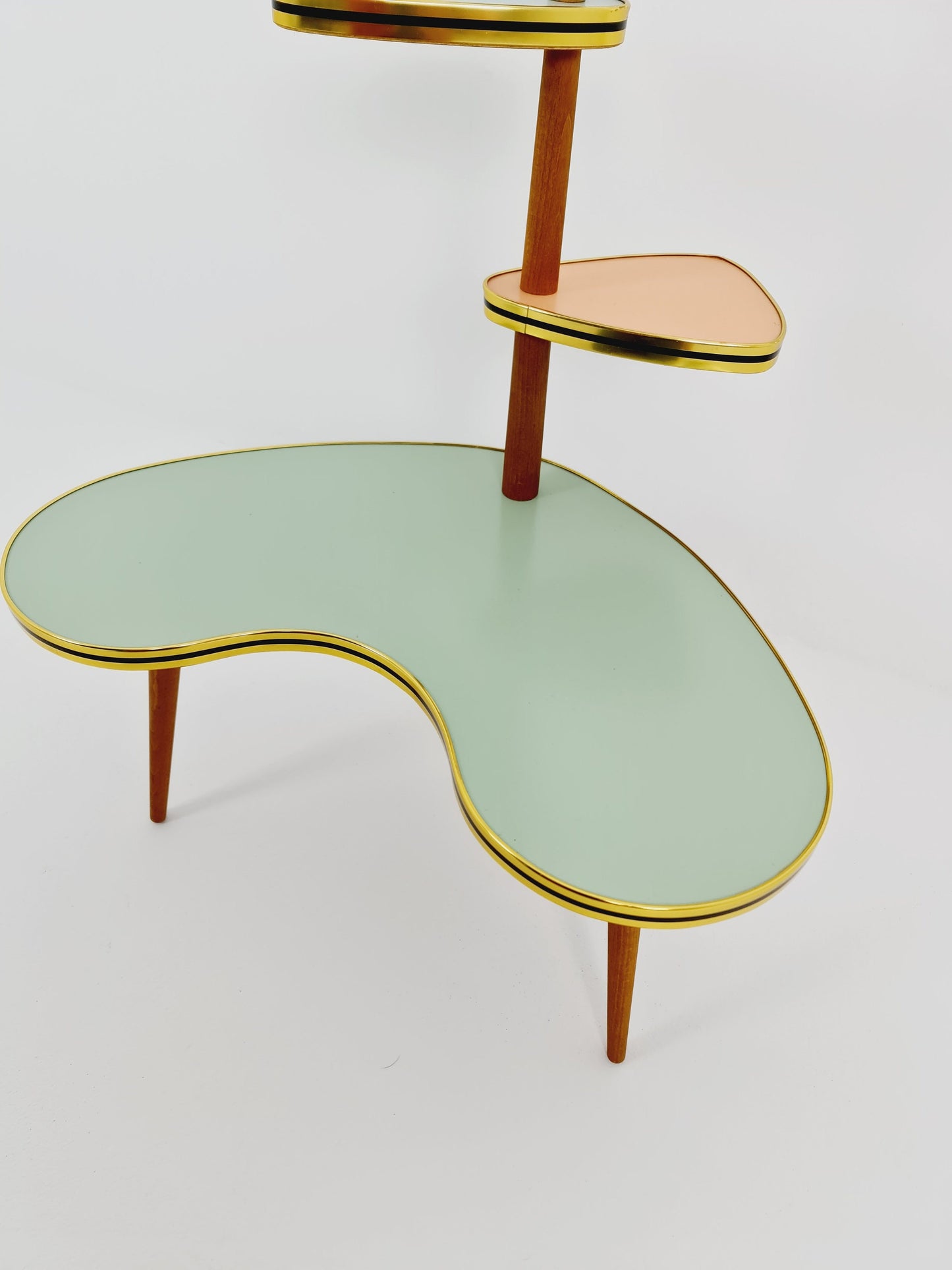 1950s German Plant Stand, Colorful Vintage Mid-Century Minimalist Indoor Plant Stand Side Table Retro flower table