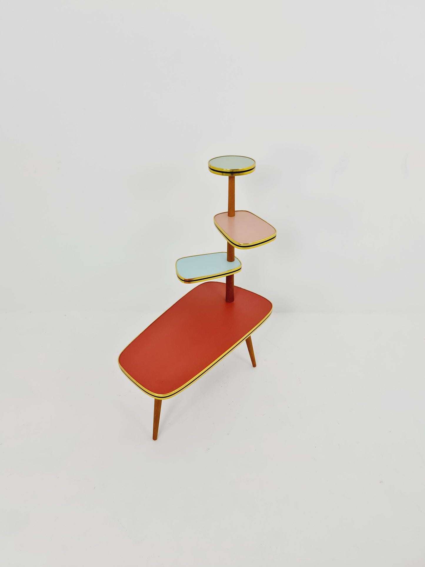 1950s German Plant Stand, Colorful Vintage Mid-Century Minimalist Indoor Plant Stand Side Table Retro flower table