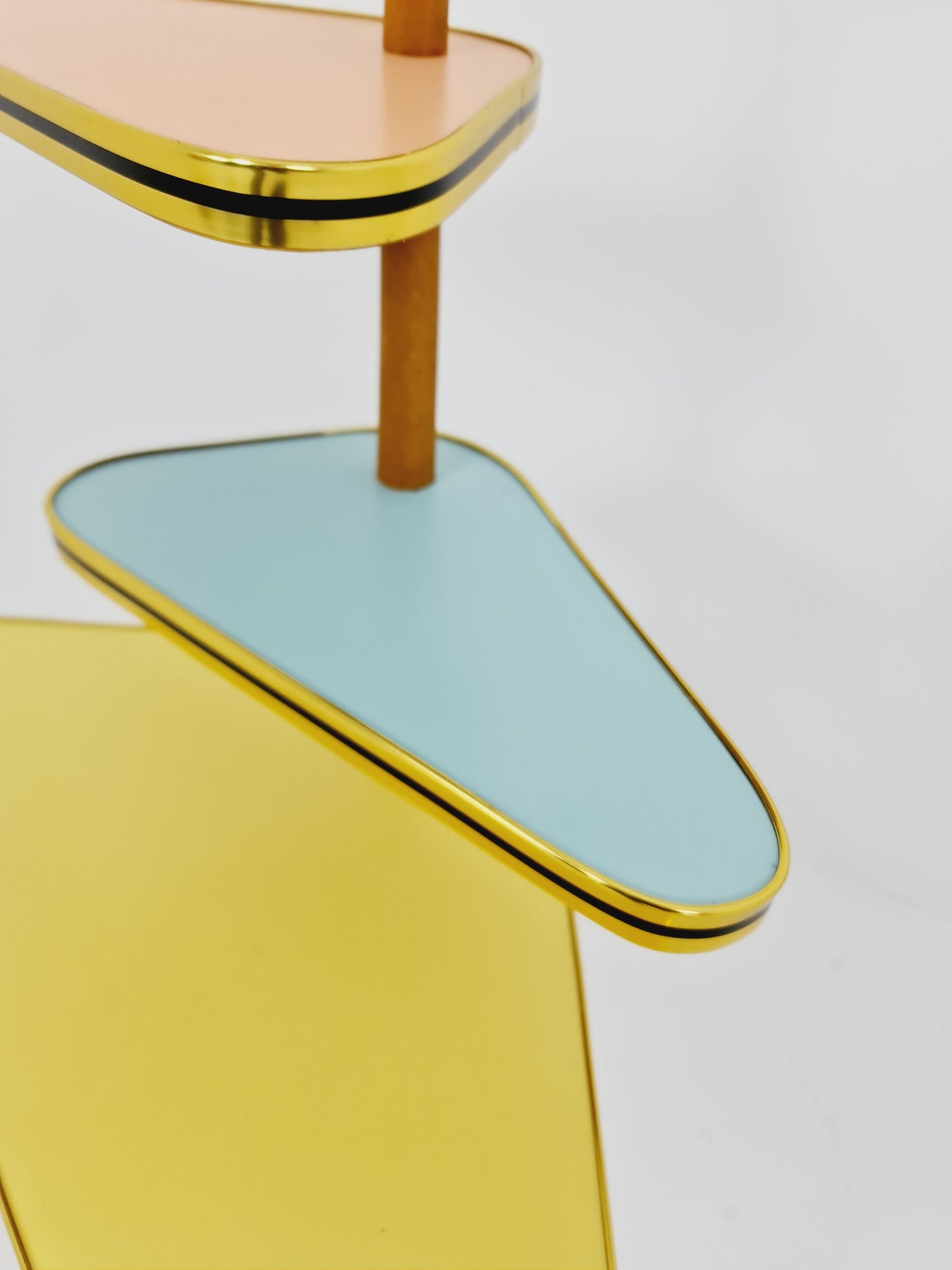 1950s German Plant Stand, Colorful Vintage Mid-Century Minimalist Indoor Plant Stand Side Table Retro flower table