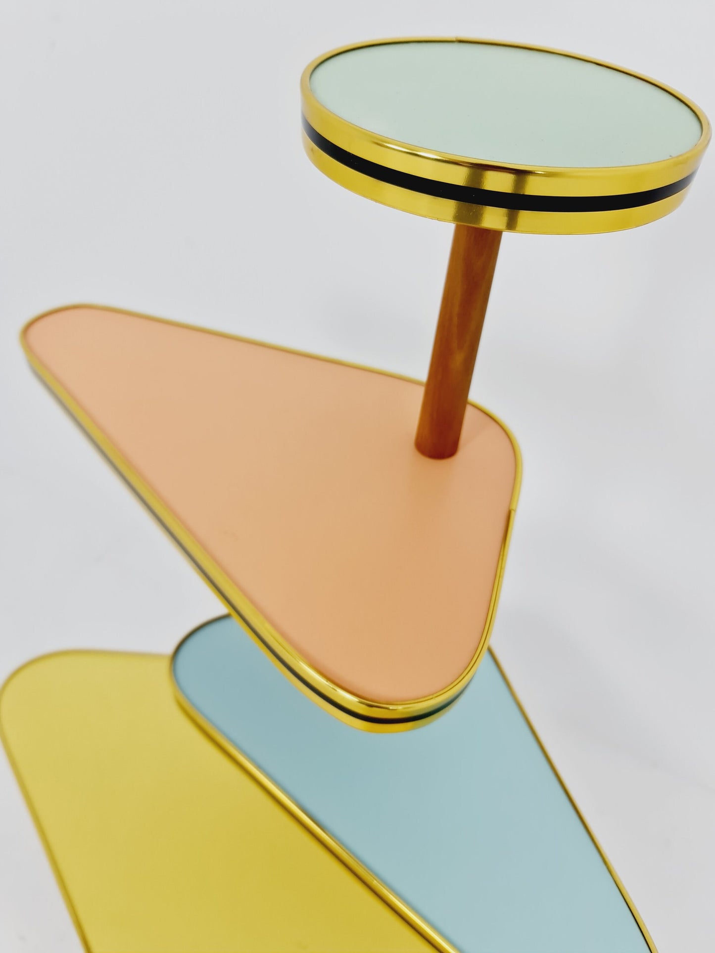 1950s German Plant Stand, Colorful Vintage Mid-Century Minimalist Indoor Plant Stand Side Table Retro flower table