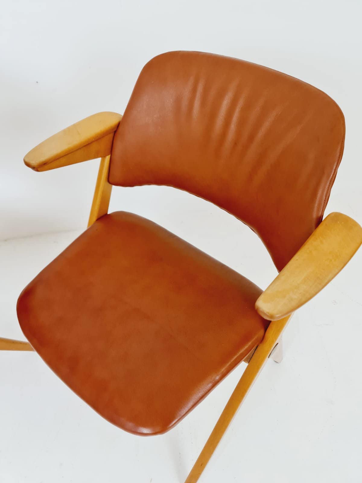 Swedish Midcentury beech & leather armchair Triva by Bengt Ruda for Nordiska Kompaniet, 1960s, set of 2