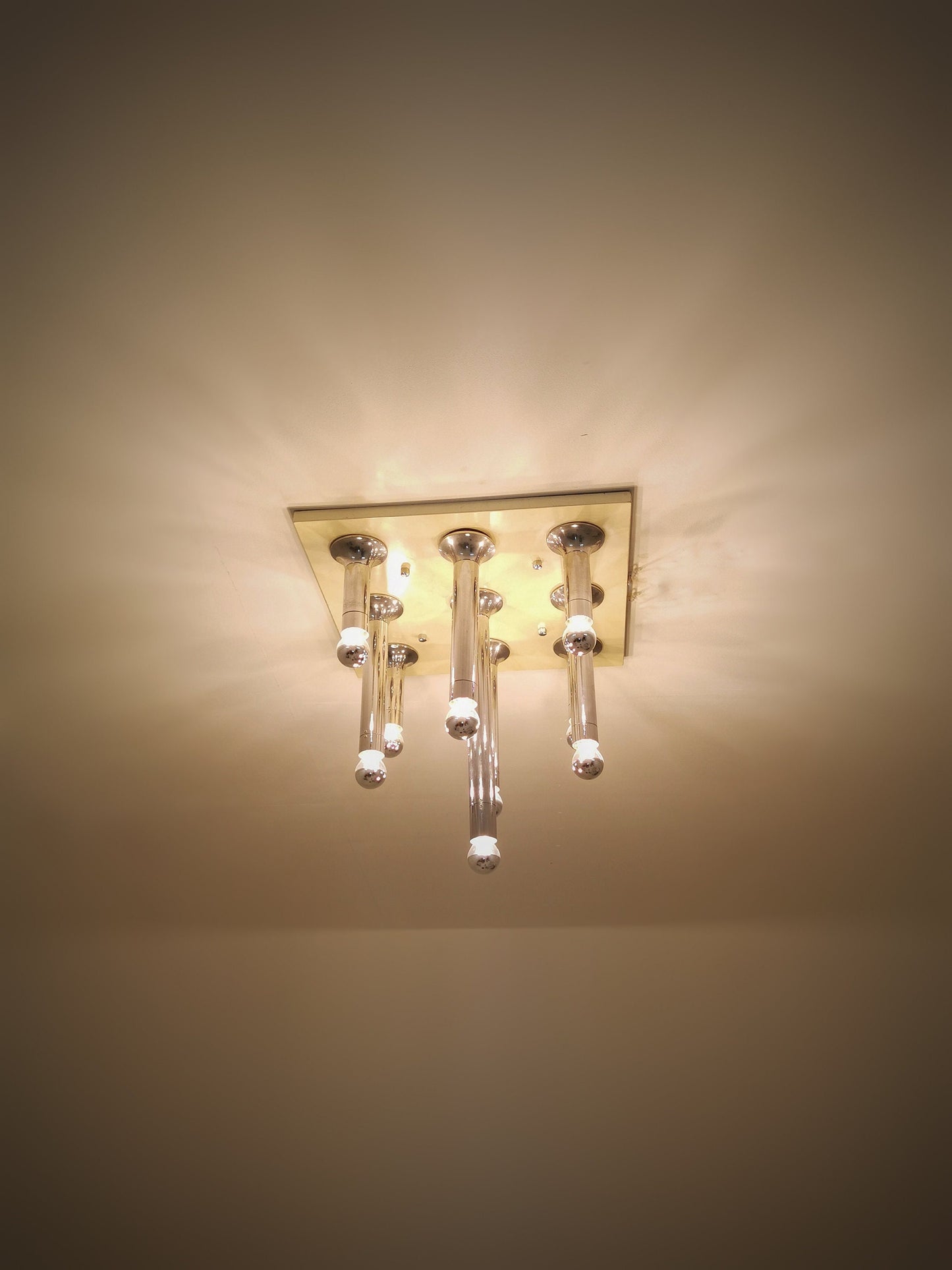 Rare Vintage Large chandelier, ceiling lamp by Motoko Ishii for staff, 1960s