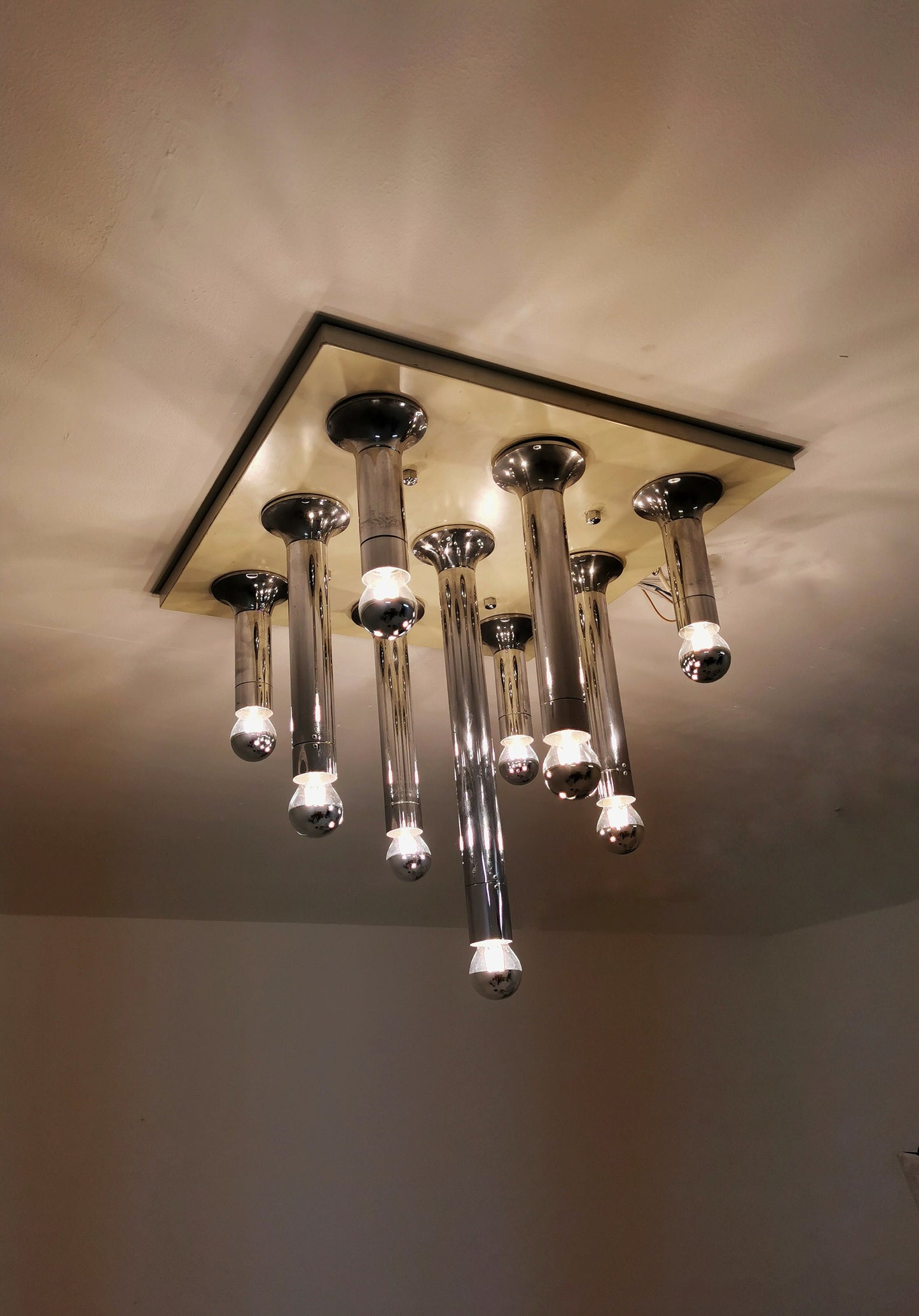 Rare Vintage Large chandelier, ceiling lamp by Motoko Ishii for staff, 1960s