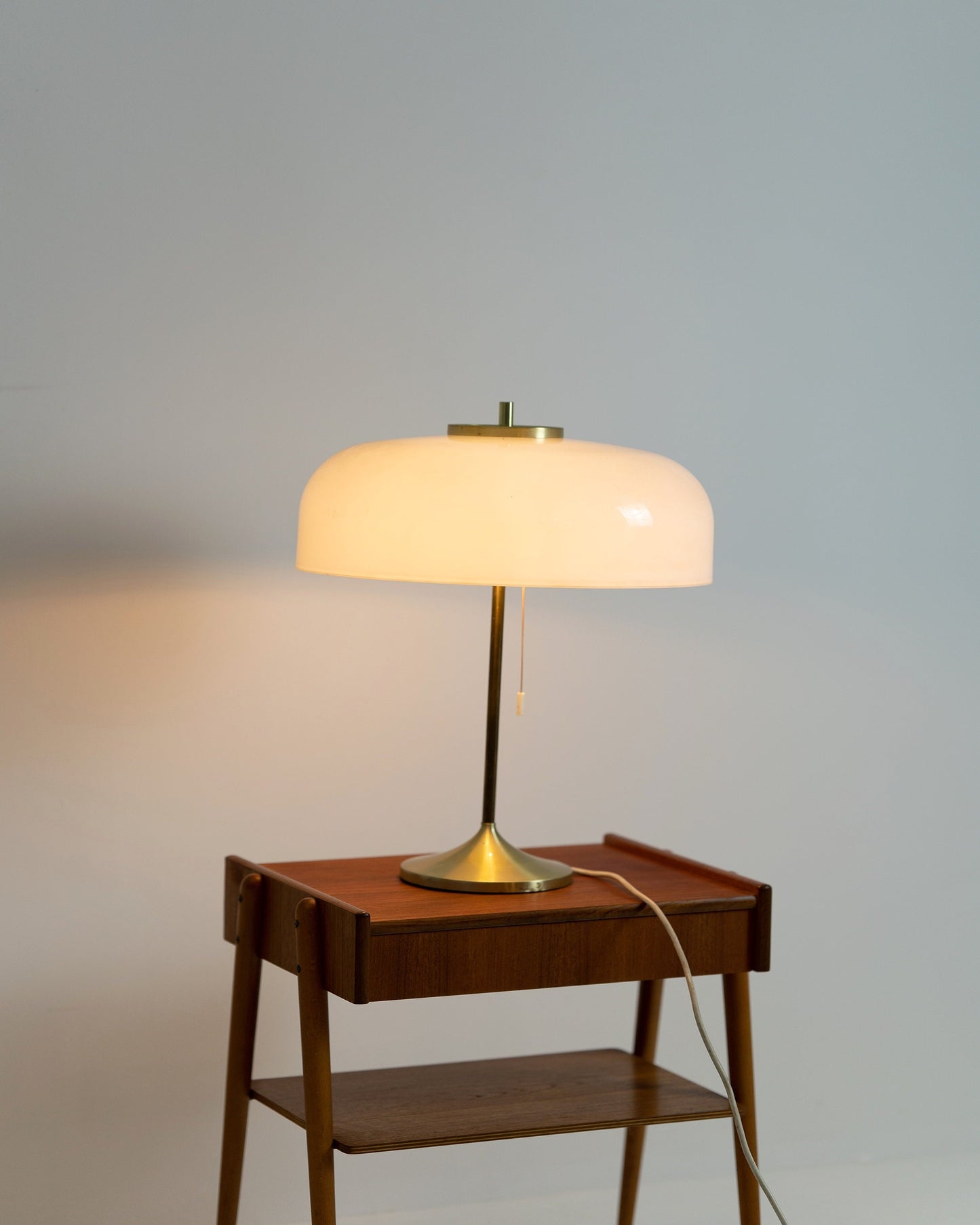 Rare Mid century German mushroom brass & plastic table lamp by Cosack Leuchten, Germany 1970s