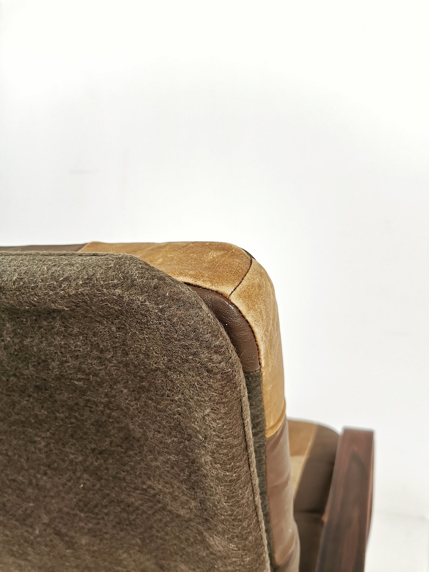 Norwegian westnova High Brown Swivel Lounge Chairs Patchwork Leather, 1970s, set of 2