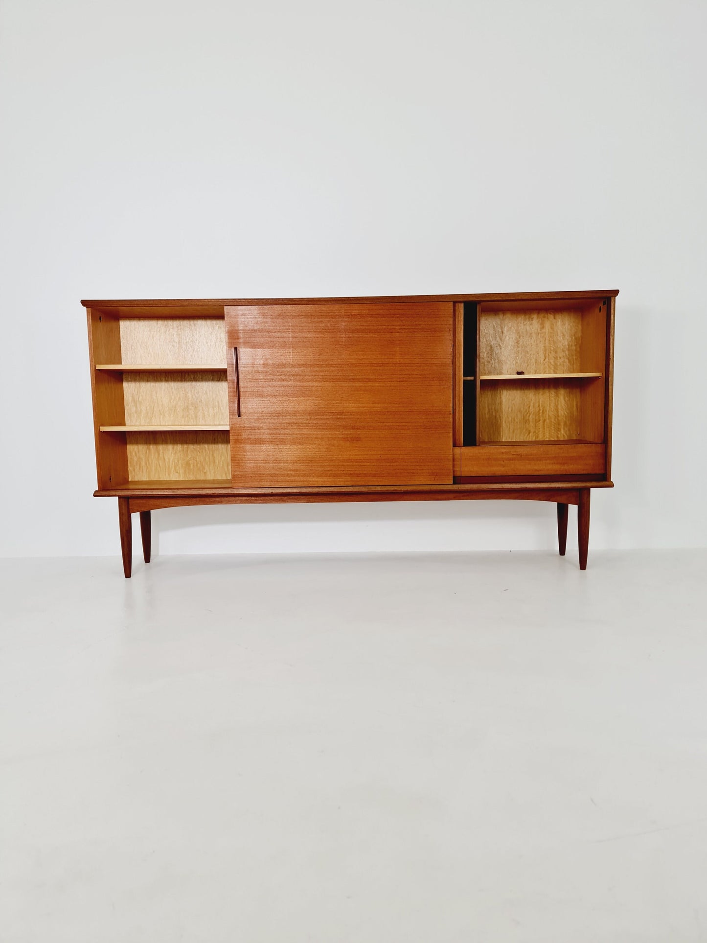 Mid Century Modern German Teak Highboard, Sideboard by Hilker, 1960s