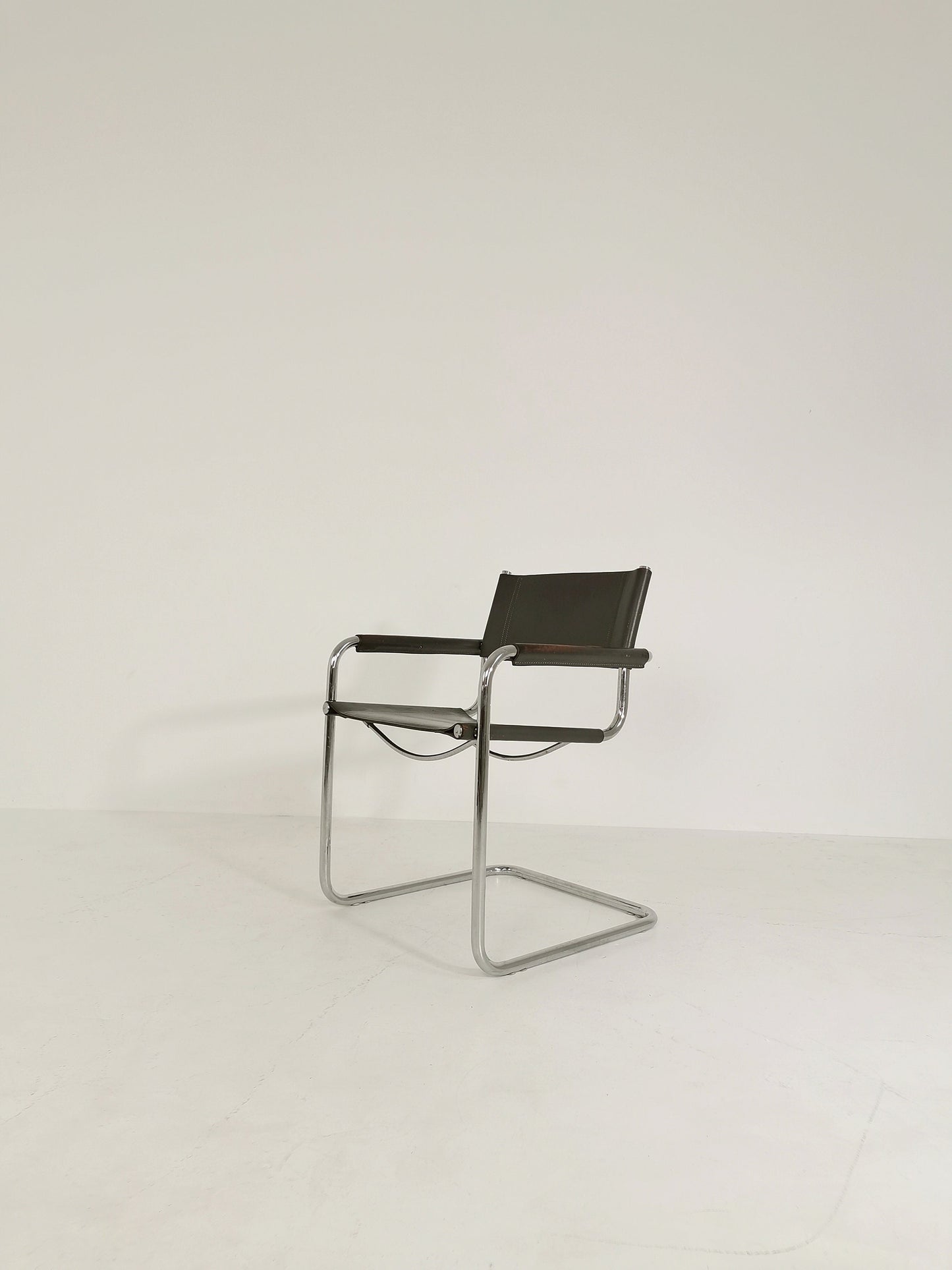 Bauhaus grey original Desk Chair by Mart Stam & Marcel Breuer for Fasem Italy 1980s